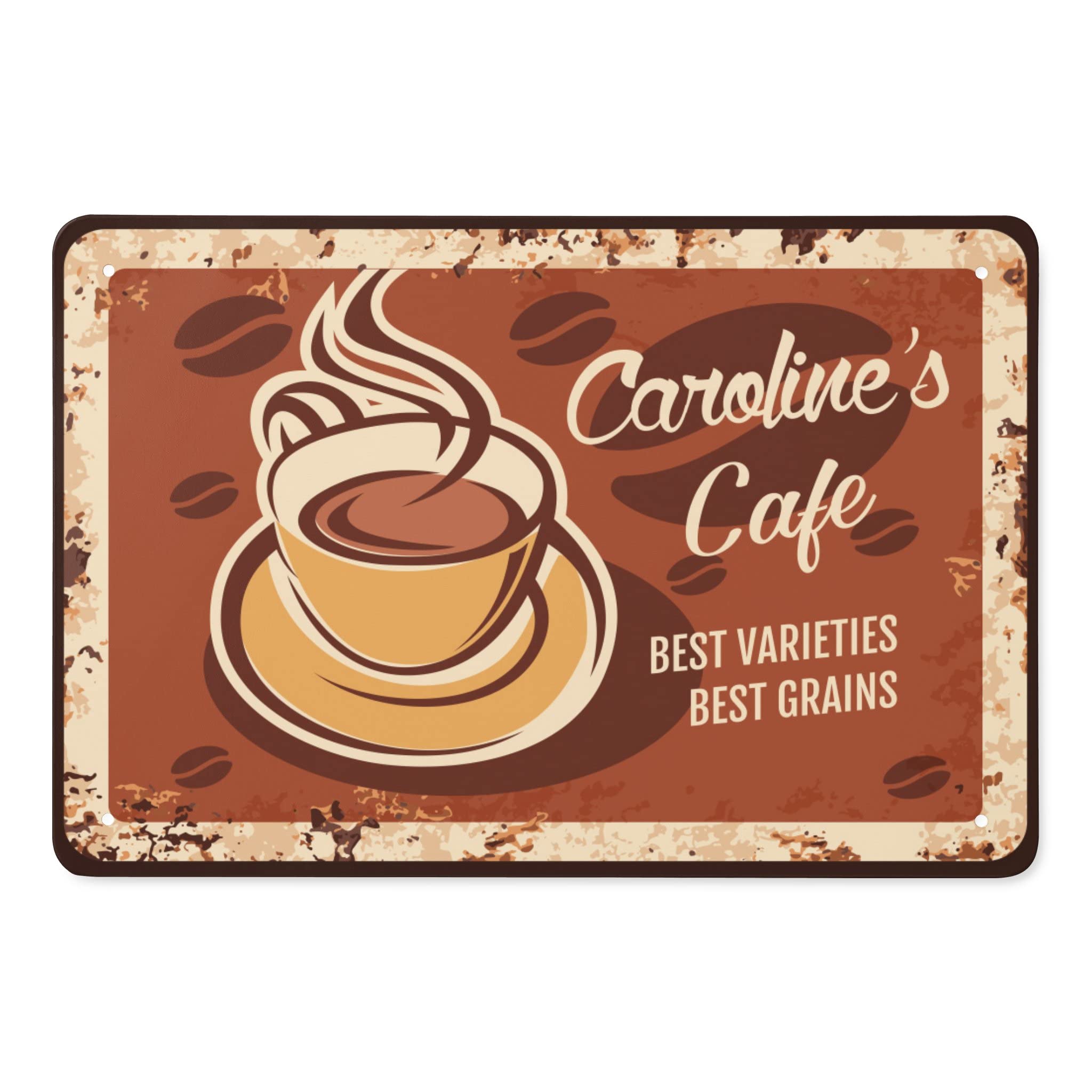 Custom Vintage Metal Coffee Bar Sign - Personalized Hanging Tin Wall Decor for Home, Cafe & Kitchen | Indoor & Outdoor Welcome Plaque Gift | Perfect for Coffee Shops, Restaurants & Man Caves