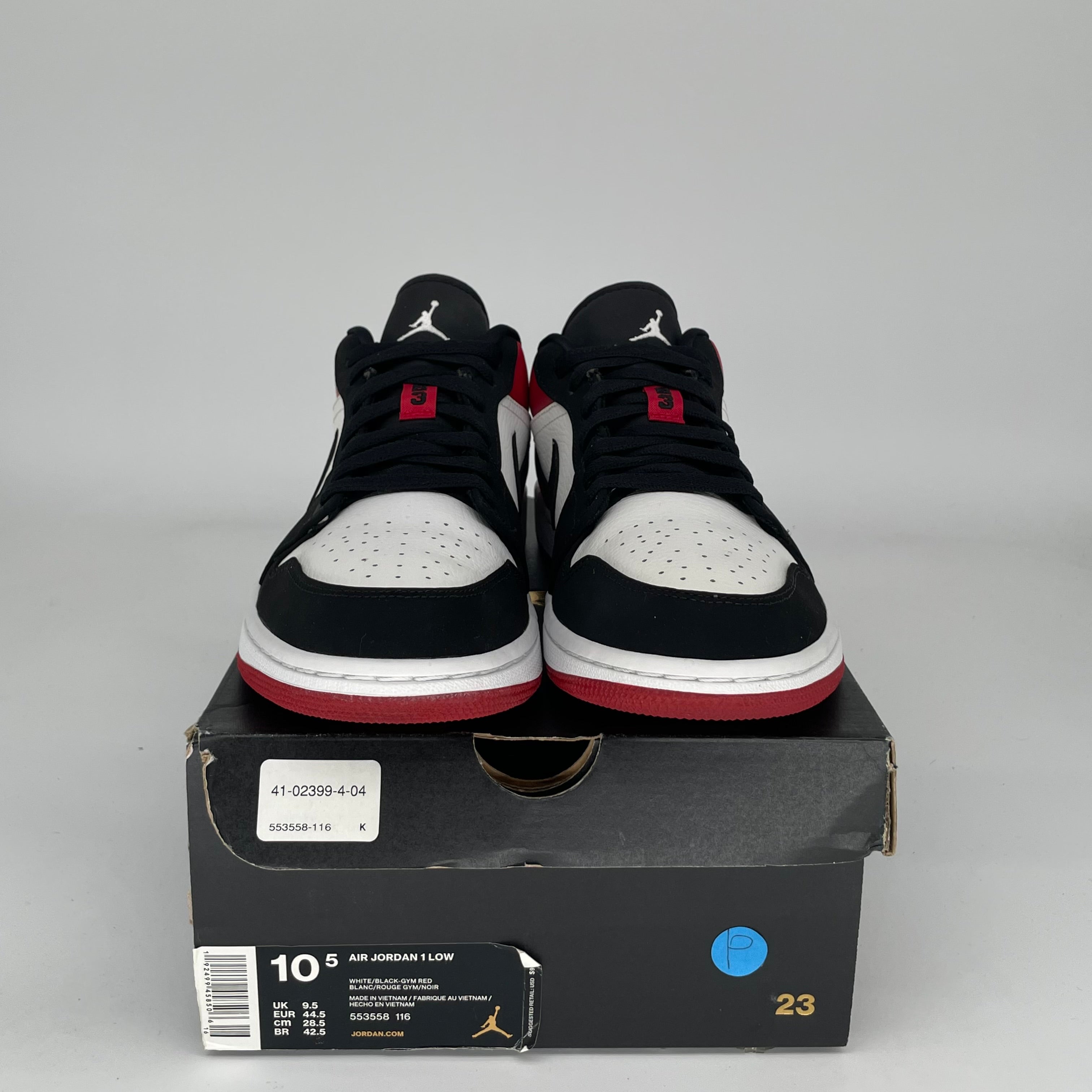 AIR JORDAN 1 LOW Black Toe Men's Basketball Shoes - Size 10.5 (553558-116) - Perfect for Streetwear, Casual Outfits & Sneaker Collection
