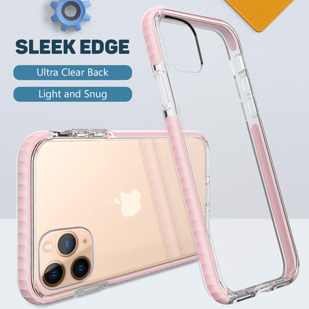 MATEPROX iPhone 11 Pro Max Case - Clear Thin Slim Crystal Transparent Shockproof Bumper Cover for iPhone 11 Pro Max 6.5 Inch (Pink) | Perfect for Daily Protection, Work & Outdoor Activities