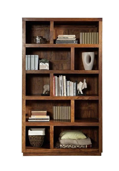 Gfine Solid Sheesham Wood Bookshelf - Brown (45.3x15.7x68.9 Inches) - 115x40x175Cm - Perfect for Living Room, Home Office & Library Storage