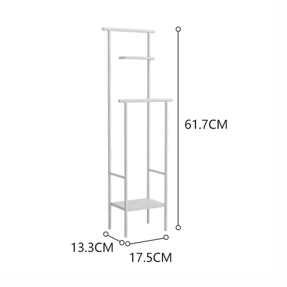 2-Tier Stainless Steel Towel Rack Holder - Free Standing Bathroom Organizer for Indoor & Outdoor Use - Space Saving Floor Towel Shelf (13.3x17.5x61.7cm, White) - Perfect for Guest Bathrooms, Poolside, and Spa Areas