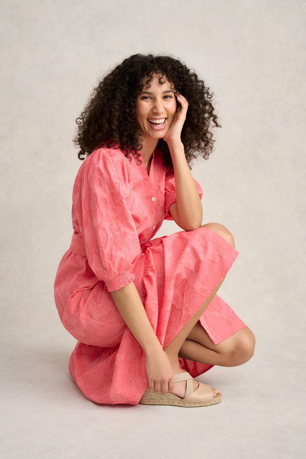 Guava Smock Detail Cotton Dress - Flowy & Comfortable Summer Dress for Women, Perfect for Beach, Vacation & Casual Outings