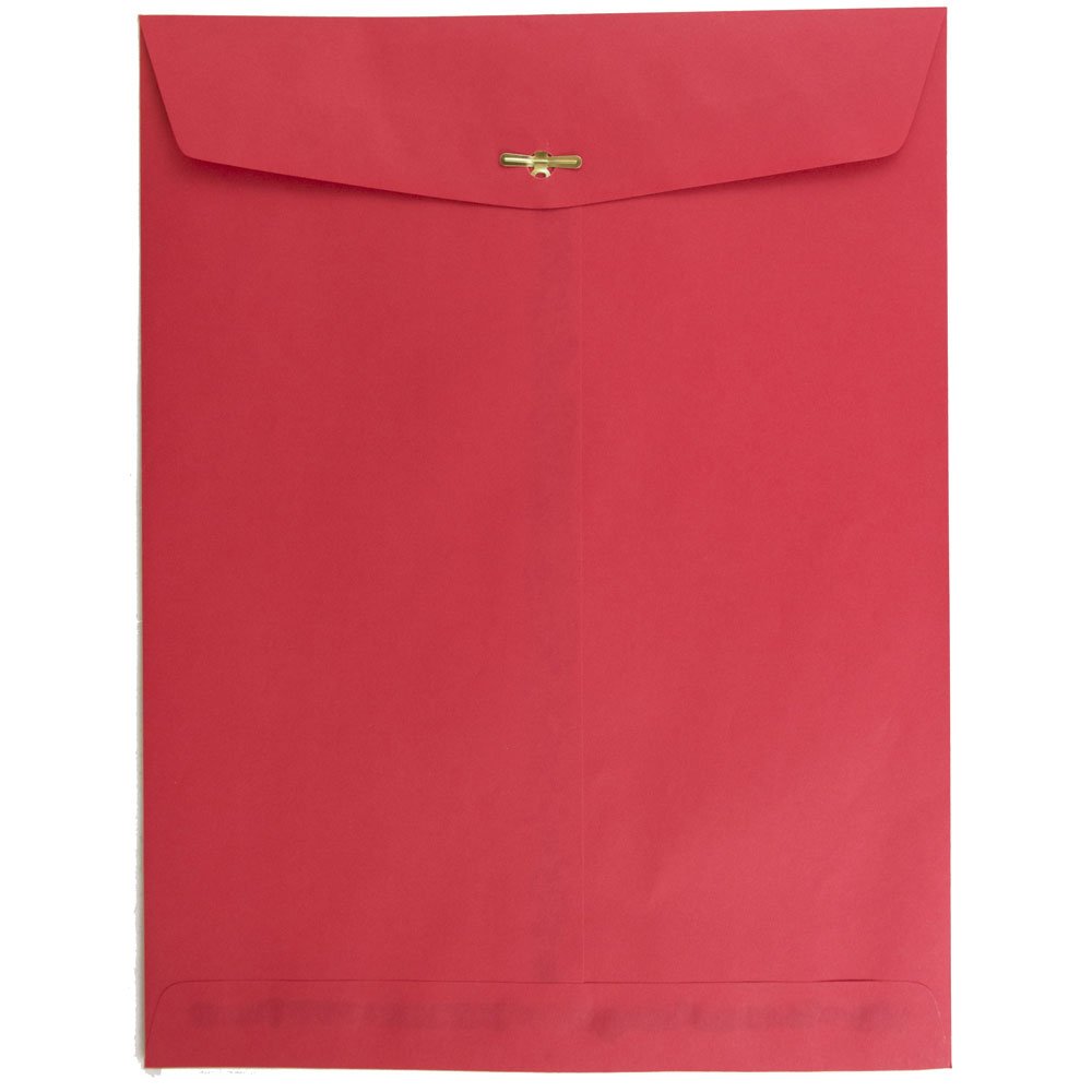 JAM PAPER 10 x 13 Inch Colored Clasp Envelopes - Bulk 250 Pack, Red Recycled Open-End Catalog Envelopes for Business Mail, Office Documents & Wedding Invitations