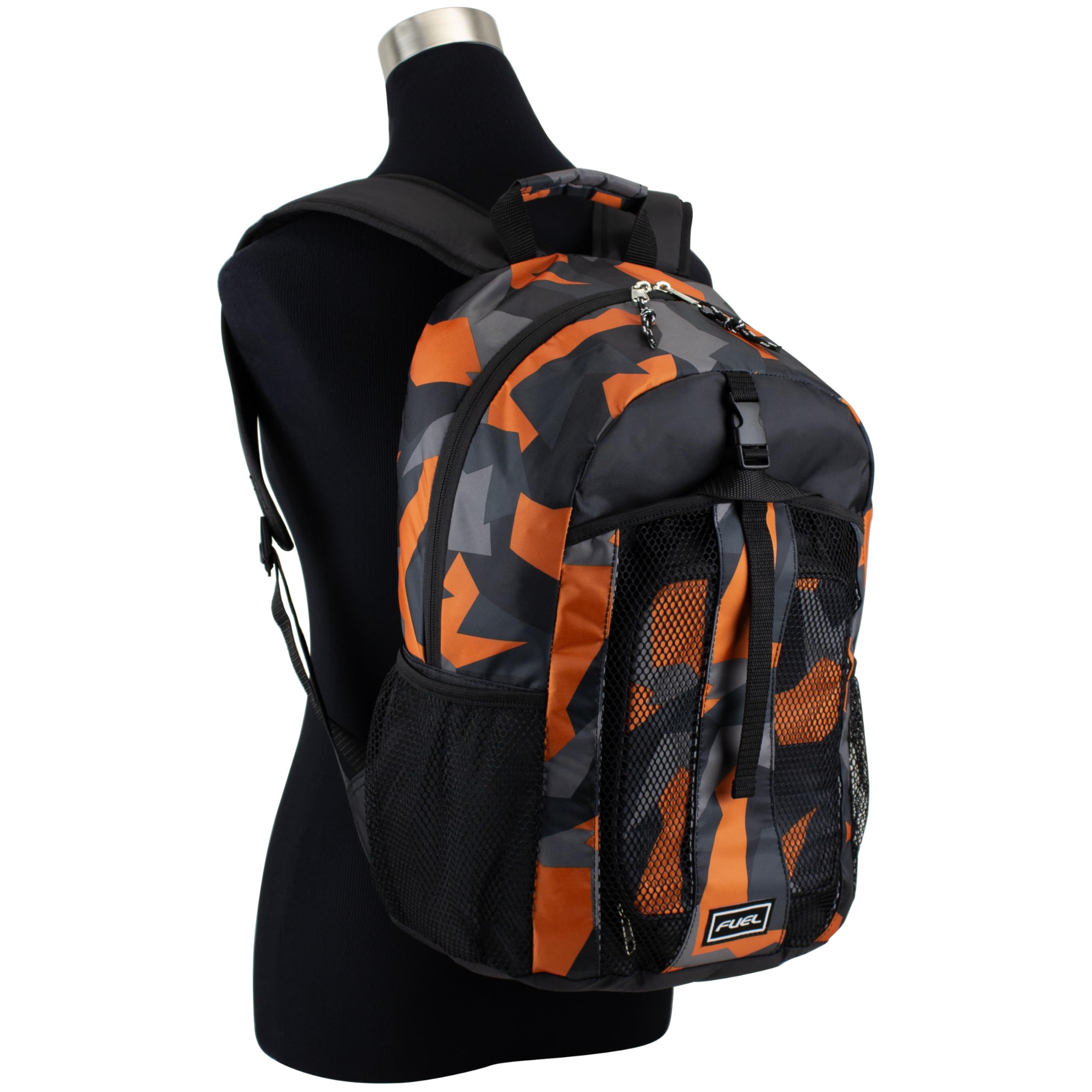 FUEL Insulated Lunch Backpack Set - Water Resistant Dome Bookbag with Thermal Cooler Lunch Box for Office, Travel & School - Reusable Soft Lunch Bag (Orange & Black) - Perfect for Work Commutes, Picnics & Outdoor Activities