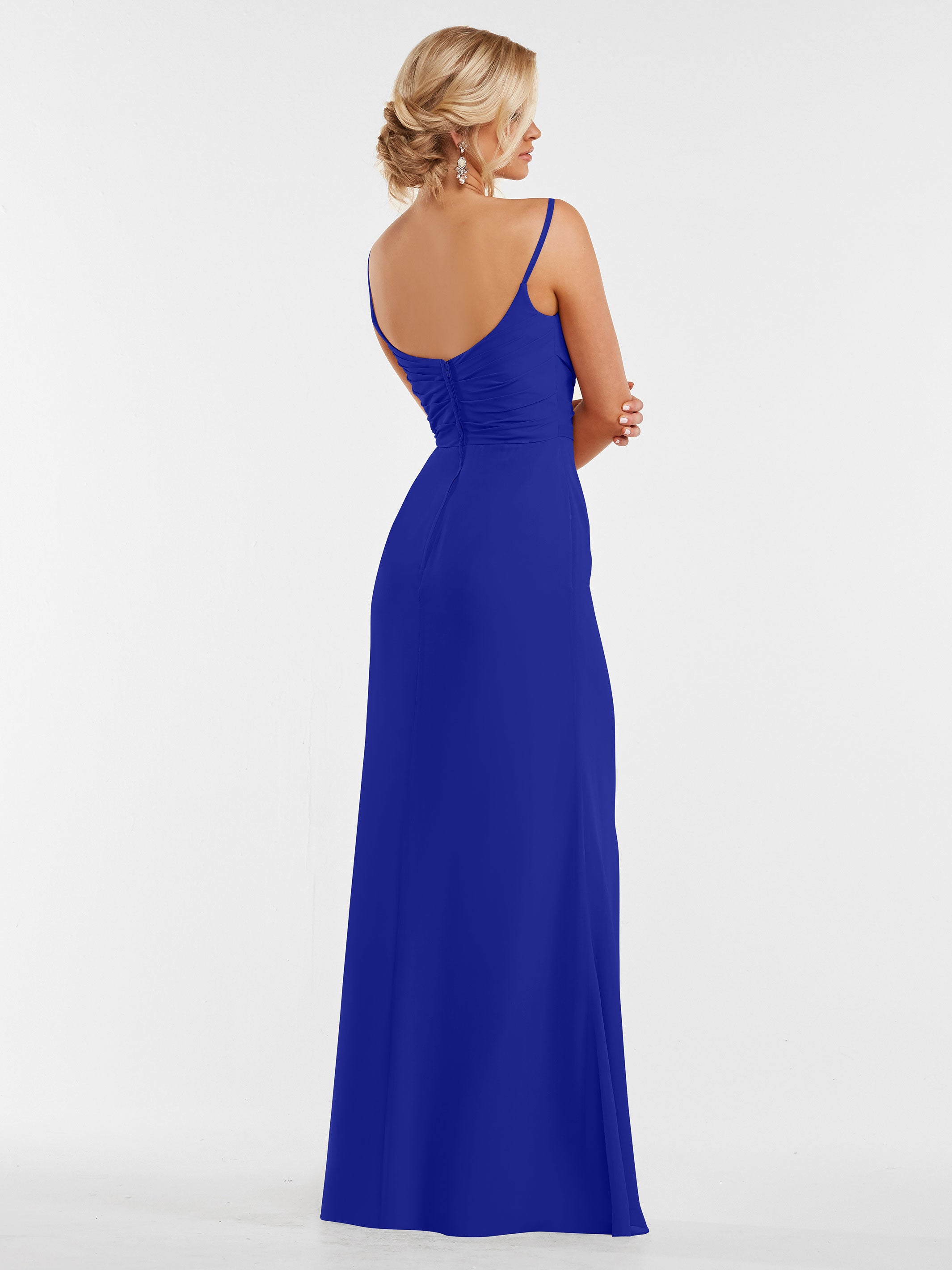 Elegant 80169 Chiffon Sheath Bridesmaid Dress with Pleated Bodice - Perfect for Weddings, Formal Events & Special Occasions