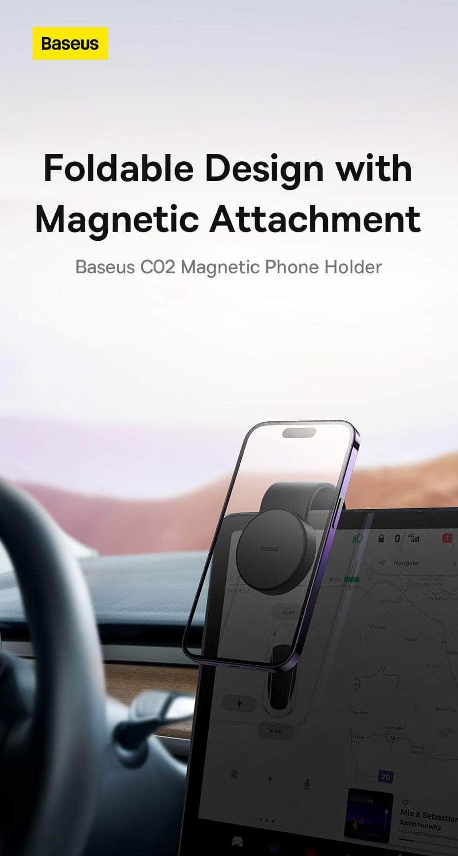 Baseus Magnetic Car Phone Holder - Strong Magnetic Mount for iPhone, Samsung, Google Pixel - Hands-Free Driving Accessory for Safe Navigation & Calls