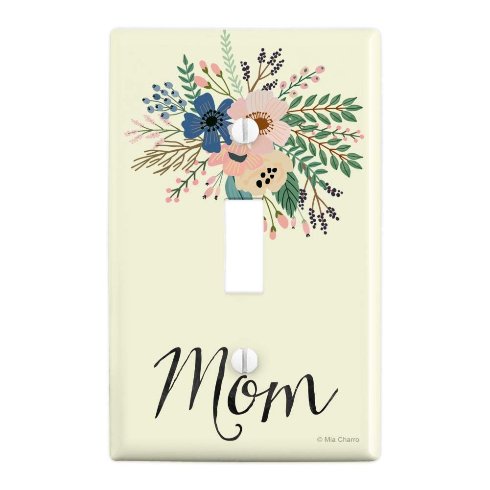 Floral Mother's Day Plastic Wall Decor - Light Switch Plate Cover with Toggle | Home Decor for Living Room, Bedroom & Kitchen