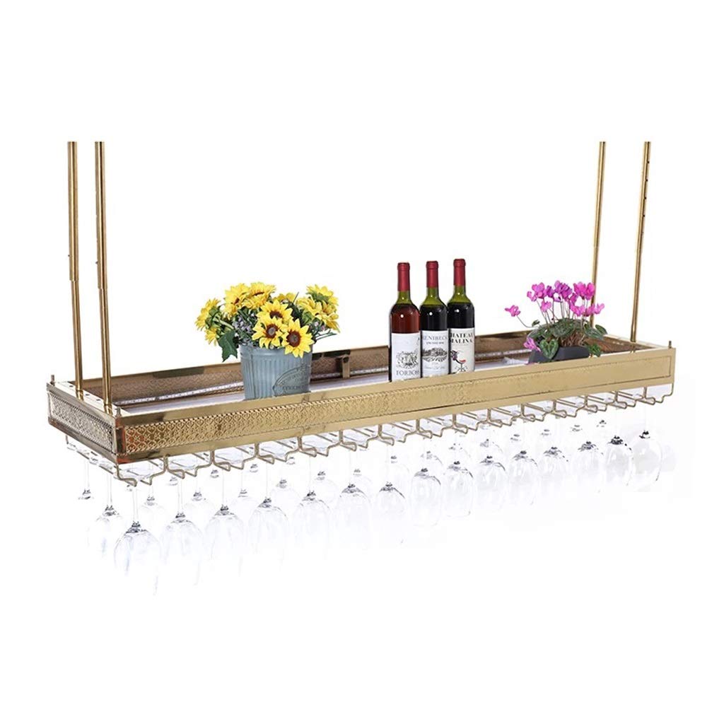 European Style Ceiling & Wall Mounted Wine Rack - Multi-Functional Retro Bar Shelf for Glass Display - Modern Home Decor in Stainless Steel (Gold, 150x35cm) - Perfect for Kitchen, Dining Room & Wine Cellar Organization
