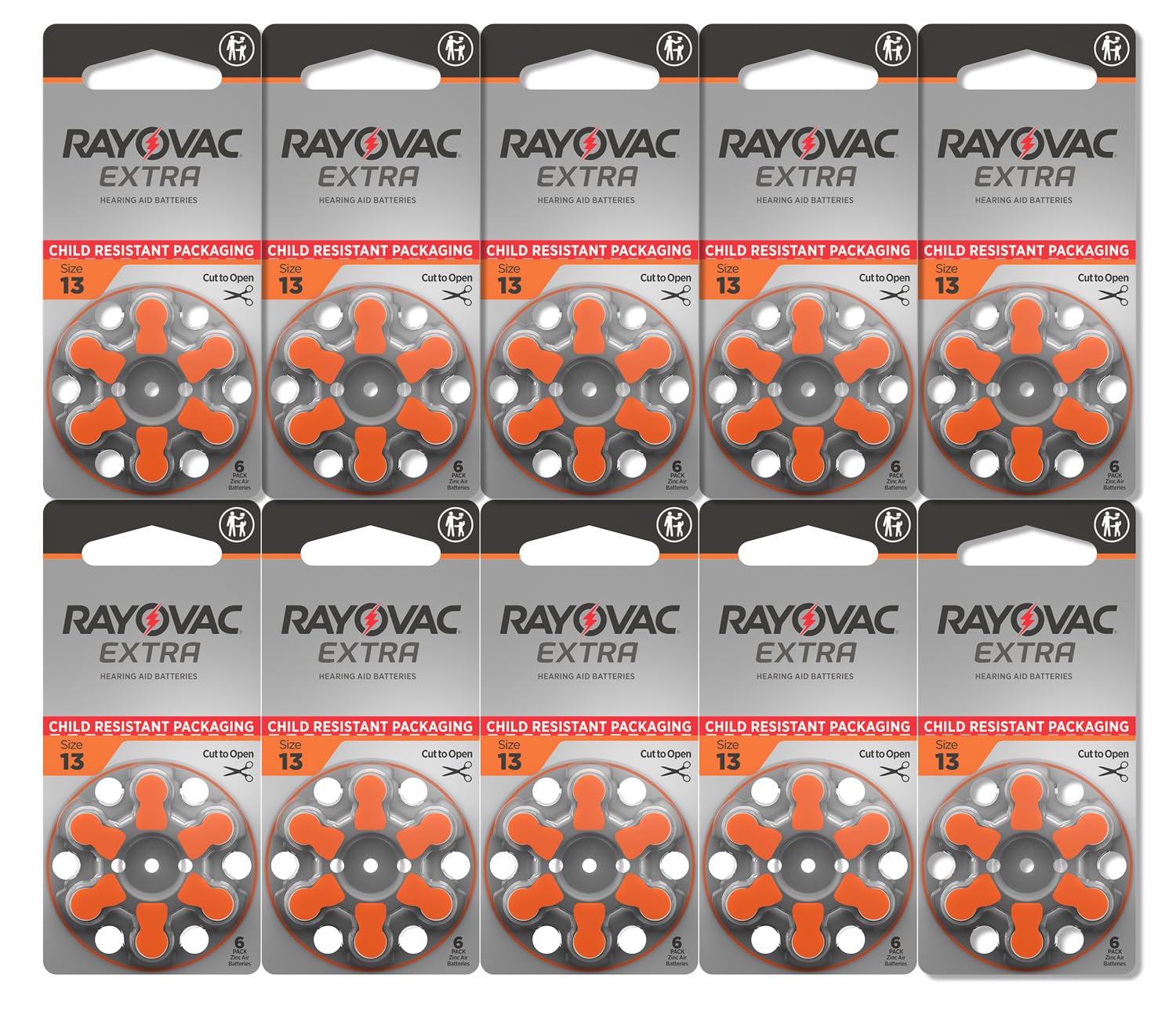 Rayovac Extra Hearing Aid Batteries Size 13 - 60 Pack | Long-Lasting 1.45V Mercury-Free Zinc-Air Batteries for Hearing Aids | Perfect for Daily Use, Travel & Emergency Backup