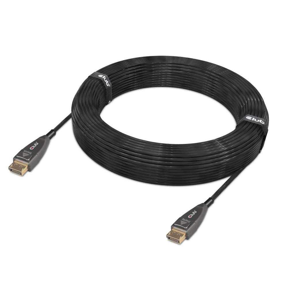 Club 3D DisplayPort 1.4 Active Optical Cable - 20m/65.62ft 8K@60Hz Unidirectional Male to Male - High-Speed 32.4Gbps DP Cable for Gaming, VR & 4K/8K Displays - Perfect for Home Theater & Professional AV Setups