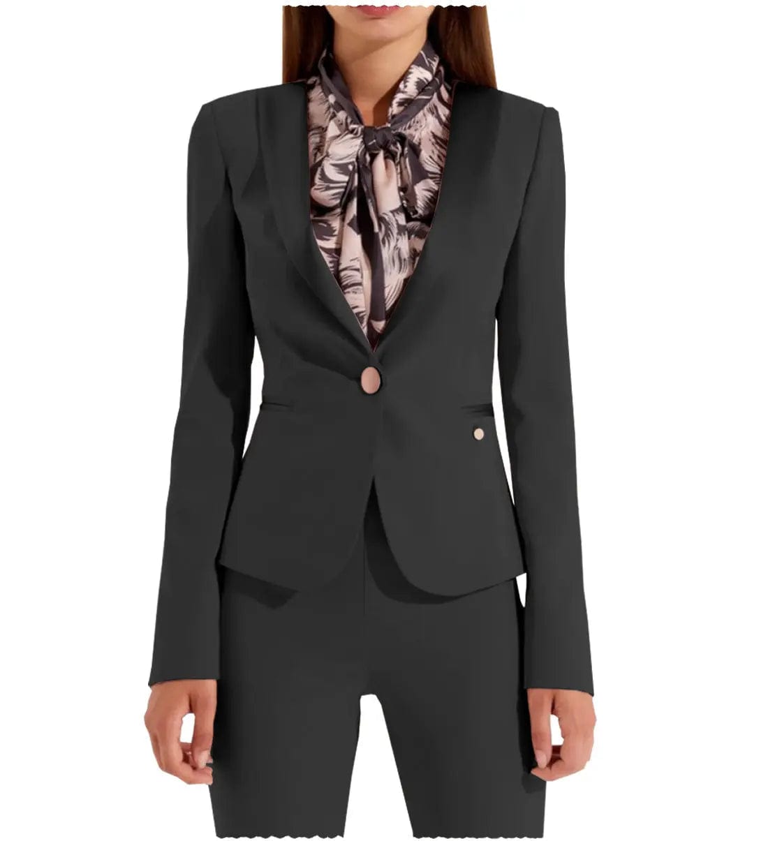 Professional Women's 2-Piece Suit Set with Flat Shawl Lapel - Perfect for Office, Business Meetings & Formal Events