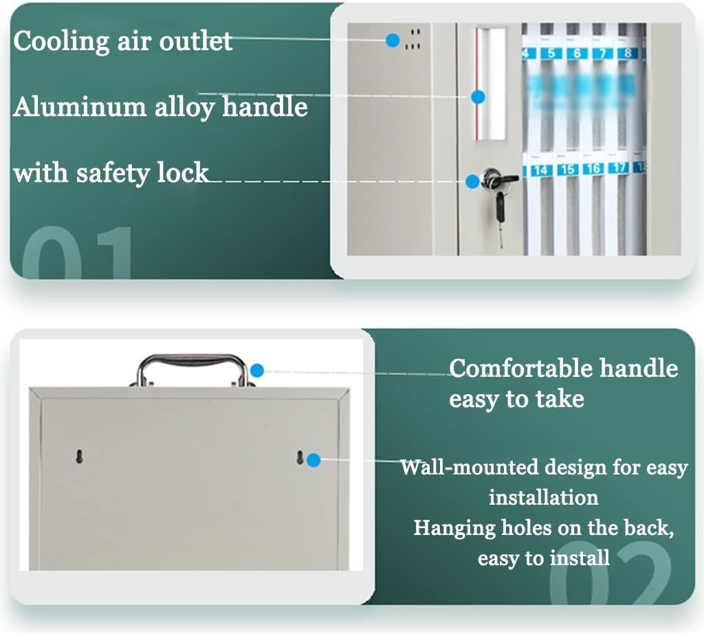 Lockable Wall-Mounted Phone Storage Cabinet with Handle - Secure Cell Phone Deposit Box for Schools, Offices & Retail Stores (48 Capacity) - Perfect for Classroom Management, Employee Phone Policy & Customer Device Storage