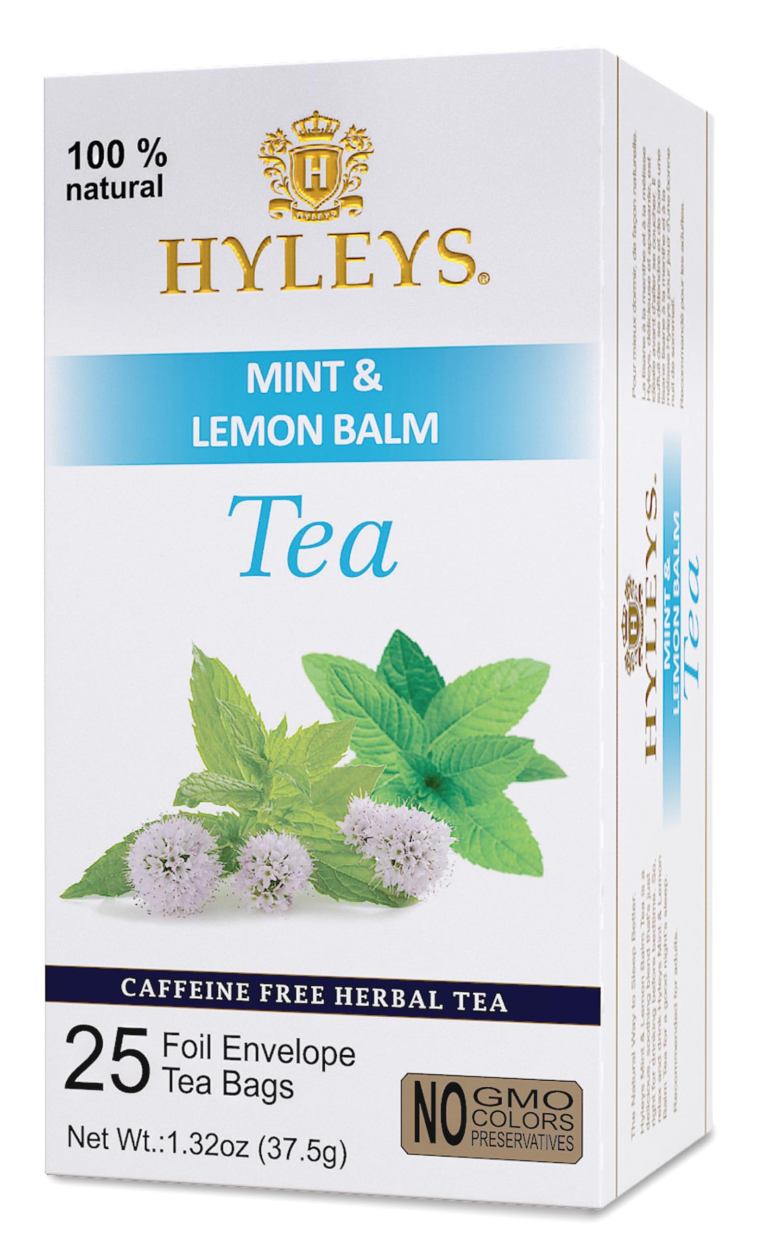 Hyleys Sleep Lemon Balm Herbal Tea - Relaxing Caffeine-Free Evening Tea for Stress Relief & Better Sleep - 100% Natural, Non-GMO, Gluten-Free, Dairy-Free, Sugar-Free - 25 Tea Bags - Perfect for Bedtime, Meditation & Relaxation