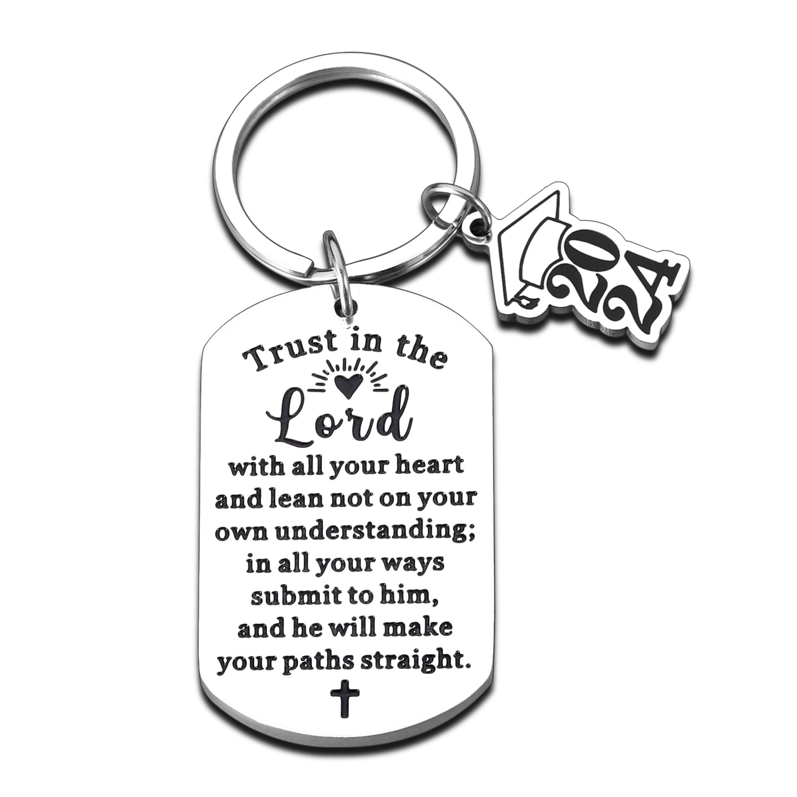 2024 Graduation Keychain for Women & Men - Inspirational Christian Graduation Gifts for College & High School Seniors - Perfect Graduation Gift Idea for Her & Him - Great for Church Ceremonies, Graduation Parties & Daily Motivational Use
