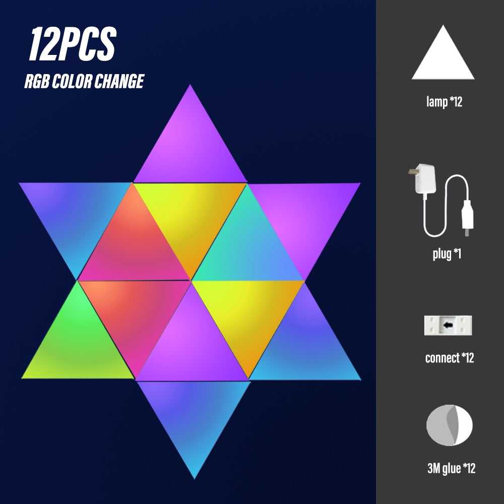 Professional Triangle LED Light Panels with App & Remote Control - RGB Gaming Lights for PC Setup, Streaming Studio & Home Decor