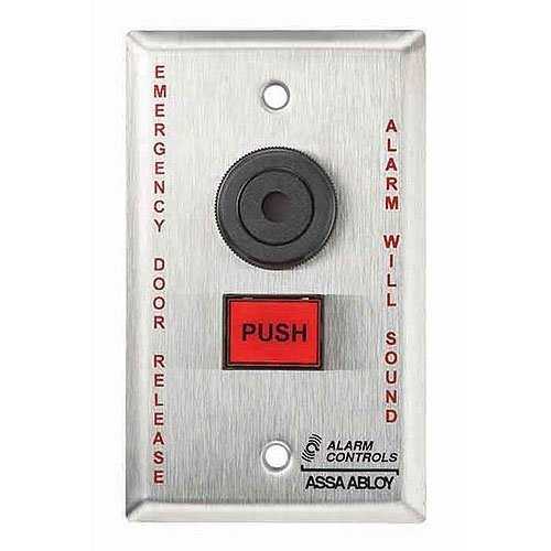 Alarm Controls TS 25 Emergency Door Release Switch - Single Gang Stainless Steel 430 - Fire Safety Exit Device for Commercial Buildings & Schools