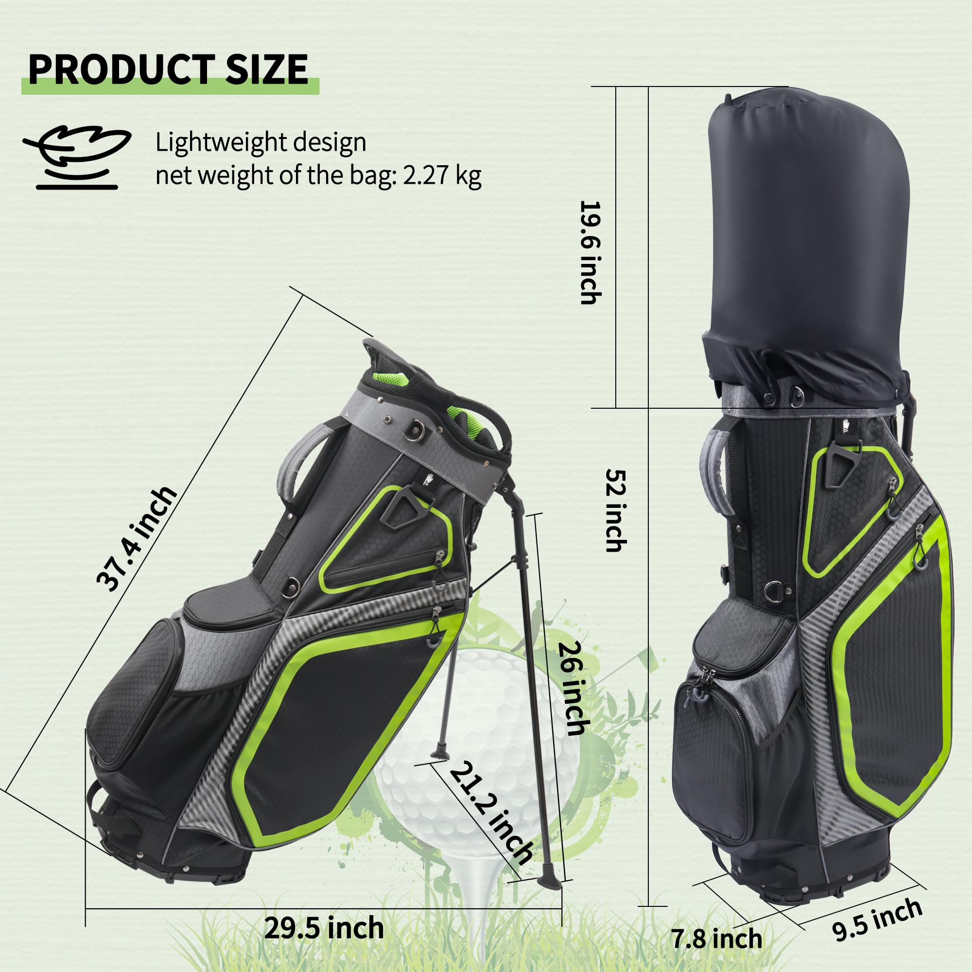 **14-Way Golf Stand Bag for Men & Women - Lightweight, Durable with Full-Length Dividers & 8 Pockets - Perfect for Tournaments, Driving Range & Weekend Golfing**