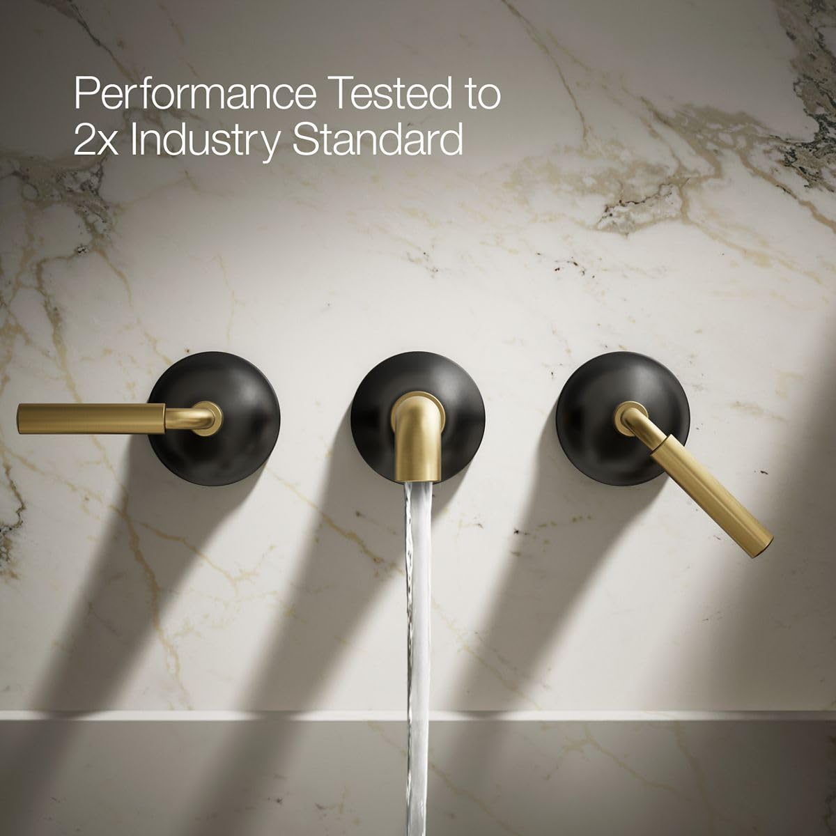 Kohler Matte Black Bathroom Faucet Set with Brass Handles for Modern Sink
