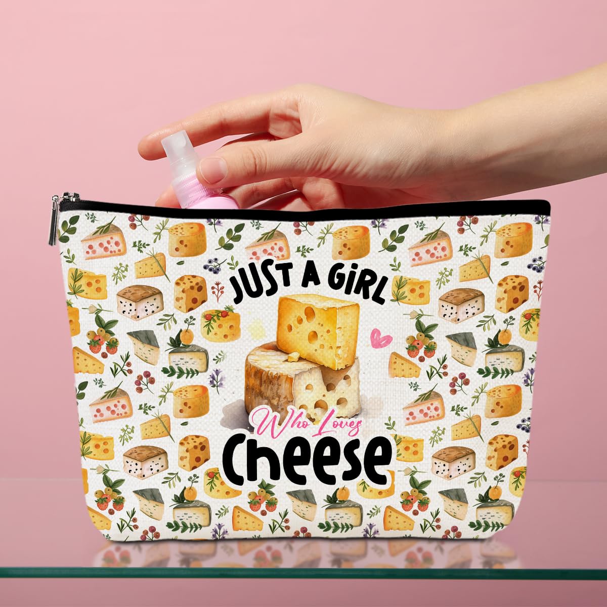 Funny Cheese Cosmetic Bag - Cute Cheese Lover Makeup Pouch for Women | Perfect Gift for Mom, Friends, Teens (Birthday, Christmas, Graduation) | Great for Travel, School & Daily Makeup Storage