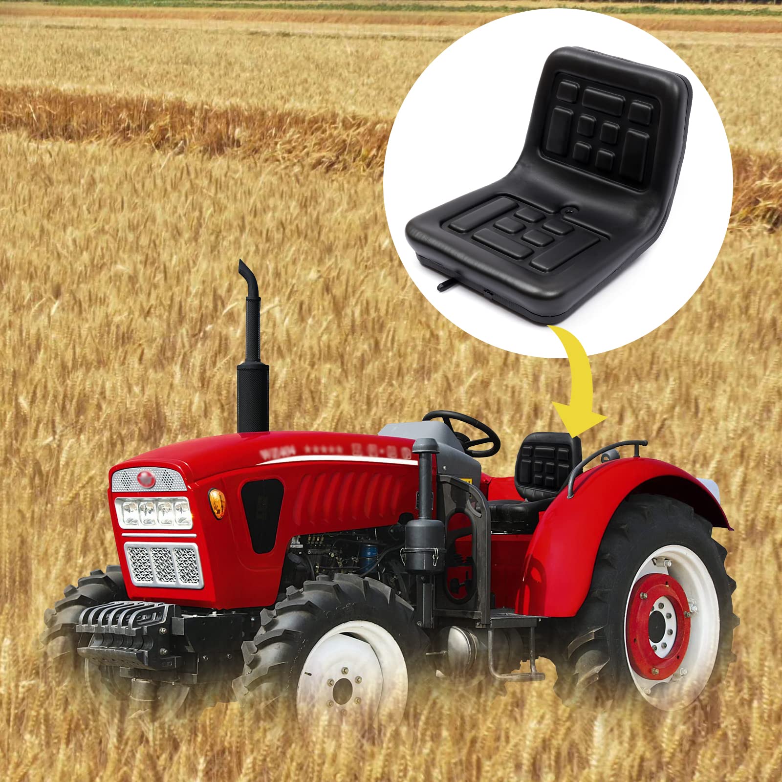 Gdrasuya10 Universal Tractor Seat - Adjustable Sliding Suspension Seat with PU Leather & Rails for Mowers & Tractors | Perfect for Farming, Landscaping & Agricultural Equipment
