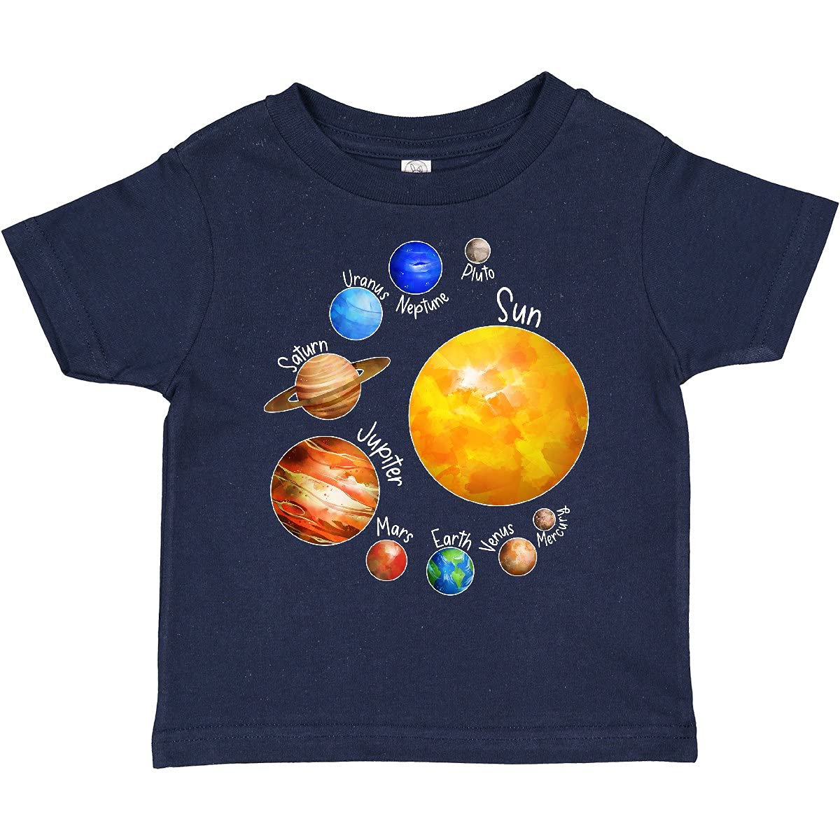 Inktastic Sun and Planets - Yes, and Pluto Toddler T-Shirt | Cute Space Themed Kids Tee for Boys & Girls | Perfect for School, Playdates & Astronomy Lovers