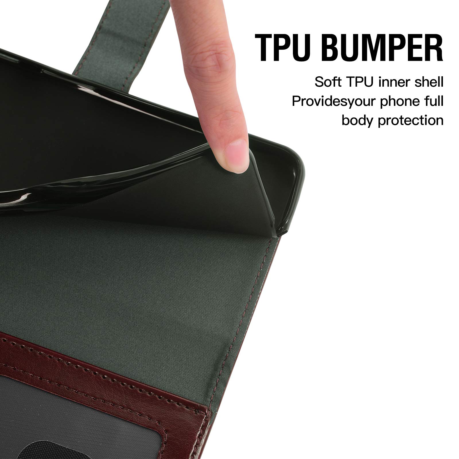 Premium OnePlus 7 Pro Wallet Case with Tempered Glass Screen Protector - Flip Cover with Card Holder & Phone Accessories for OnePlus 7 Pro 5G/1+7/OnePlus7 (Brown) | Perfect for Business Travel & Everyday Protection