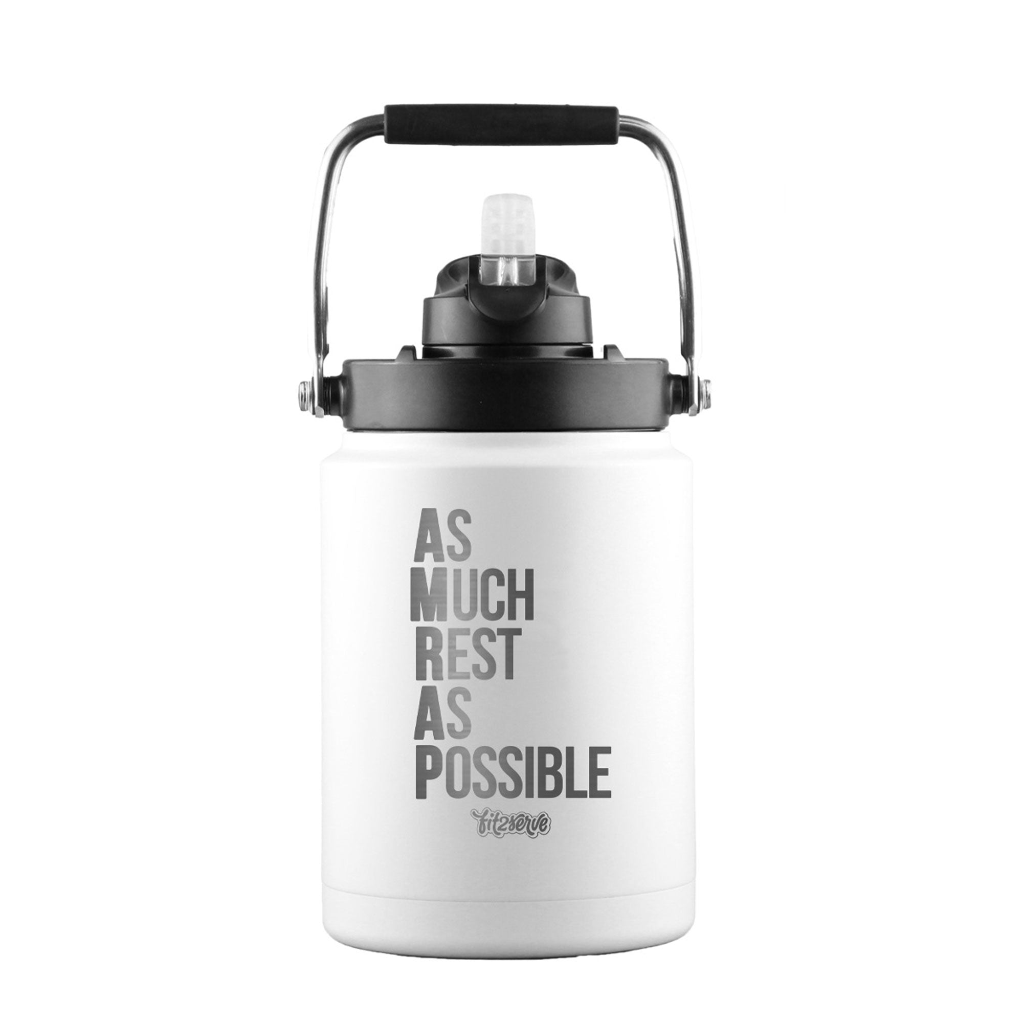FIT2SERVE Custom Half Gallon Water Jug - Insulated Stainless Steel Wide Mouth Bottle for Gym, Hiking & Outdoor Activities - Keep Drinks Cold/Hot 24 Hours - BPA Free Leakproof Design