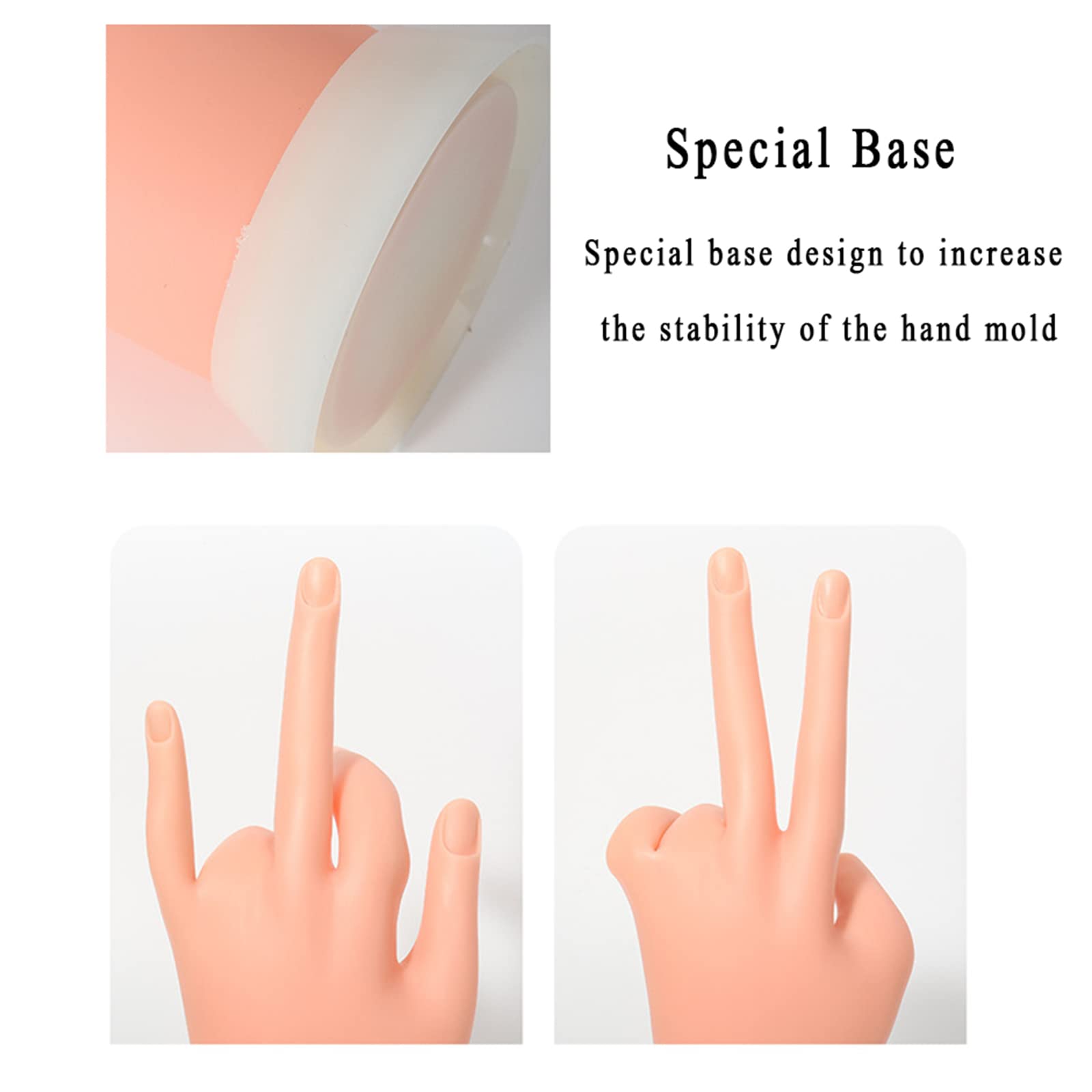 Flexible Bendable PVC Nail Practice Mannequin Hands - 2pcs Left Hand Female Mannequins for Acrylic Nail Training, Nail Art Practice & Salon Display | Perfect for Nail Technicians, Students & Home Use