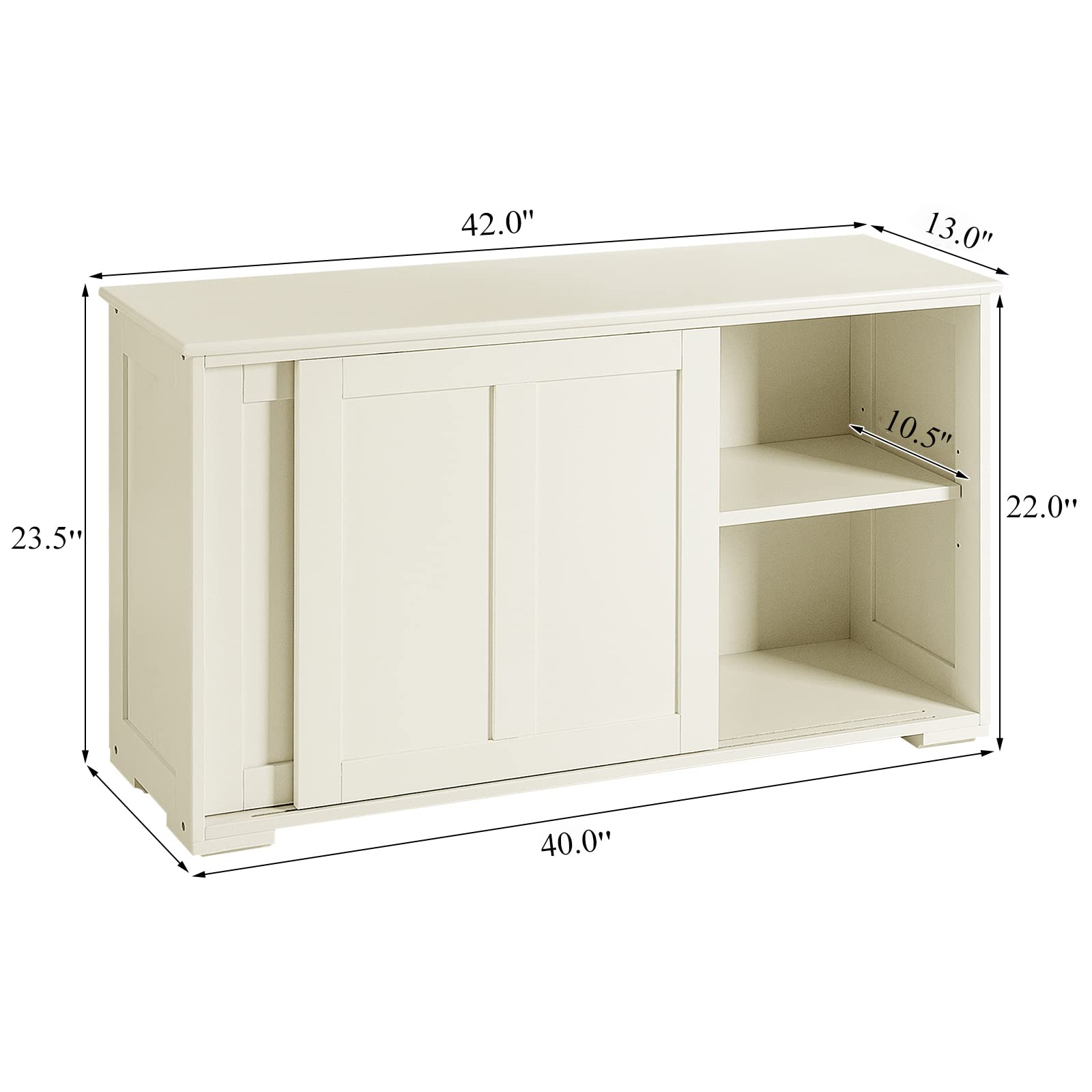Mayjooy White Kitchen Buffet Cabinet with Sliding Doors & Adjustable Shelves - Modern Credenza Storage Cabinet, Sideboard Console Table for Living Room, Dining Room, Hallway - Perfect for Home Organization & Entertaining Guests