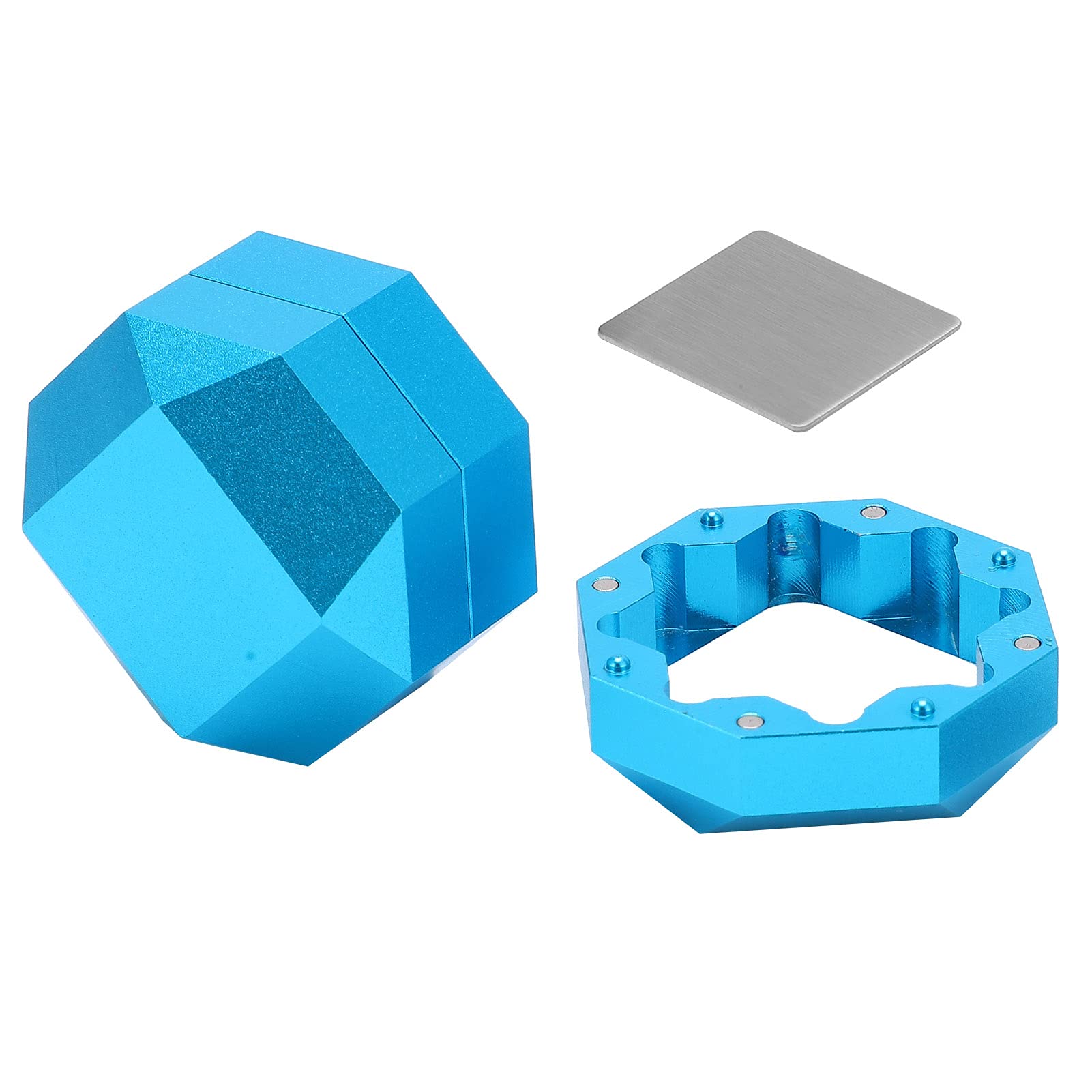 Alvinlite Magnetic Billiard Chalk Holder - Universal Portable Pool Chalk Carrier with Protective Cover - 3-Layer Aluminum Alloy Snooker Chalk Box (Blue) for Professional & Home Pool Tables