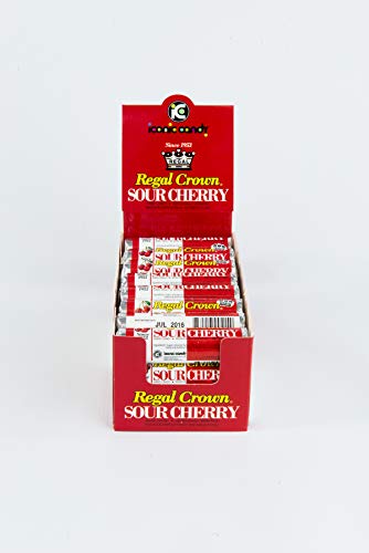 Regal Crown Sour Cherry Candy Rolls 24 Count | Tart & Tangy Hard Candy | Old Fashioned Sour Cherries Treat | Perfect for Parties, Movie Nights & Nostalgic Gift Giving