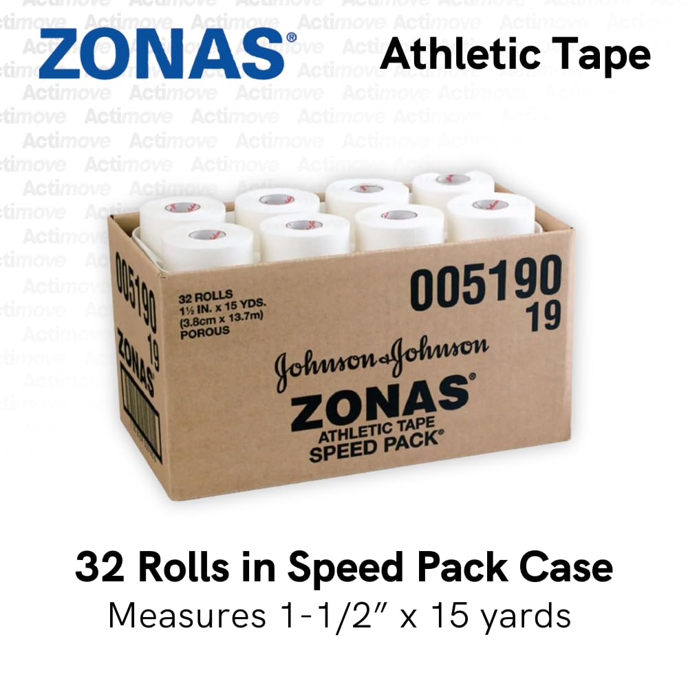 Zonas Athletic Tape - 1.5 Inch Porous Sports Tape for Wrist, Ankle & Joint Support - 32 Rolls per Box - Ideal for Athletes, Gym & Injury Recovery