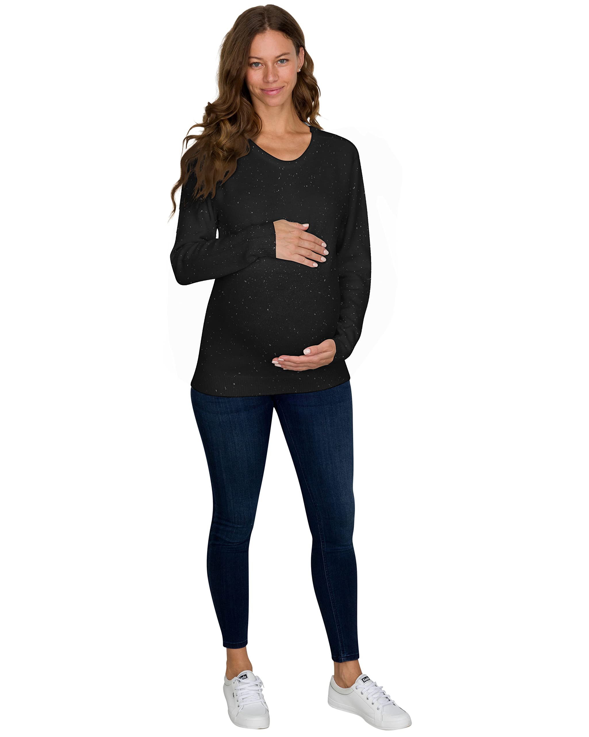 Eliana Stretch Brushed Knit Maternity Sweater - Soft Pregnancy Sweater for Women - Comfortable Nursing Top for Expecting Mothers - Perfect for Casual Wear, Office and Maternity Photos