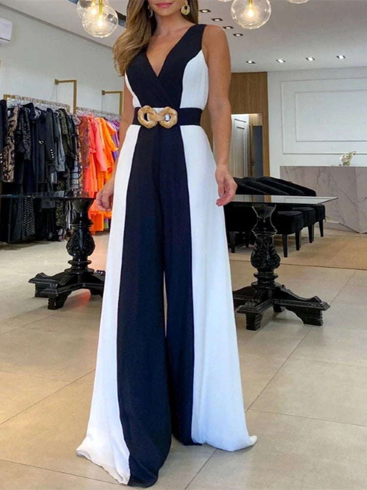 2023 Women's Geometric Print Wide Leg Jumpsuit - Fashion One Piece Outfit Without Belt, Casual Ropa Mujer (Free Shipping) | Perfect for Summer Vacations, Beach Outings & Casual Streetwear