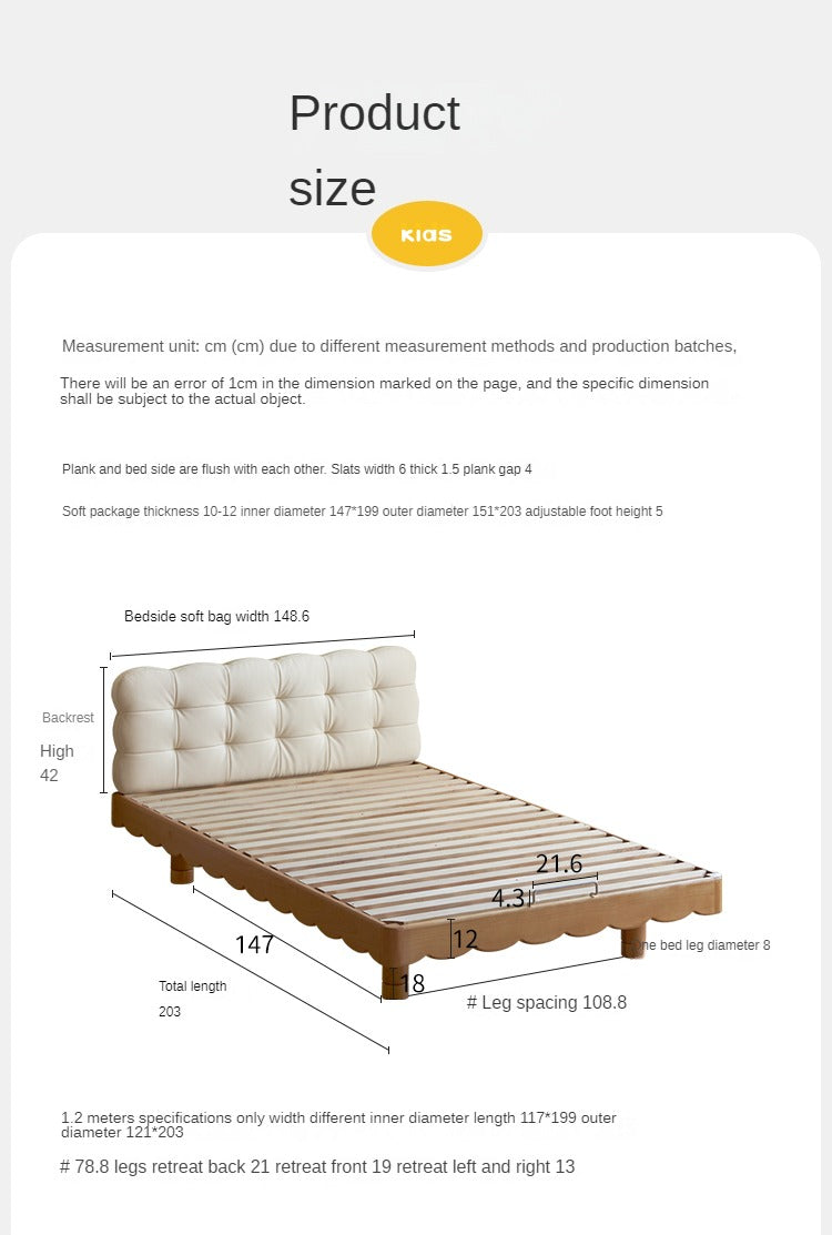 Solid Beech Wood Kids Platform Bed - No Headboard, Eco-Friendly & Sturdy for Toddler & Children's Bedroom - Perfect for Small Spaces & Montessori Style Rooms
