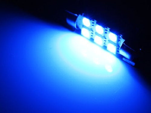 2 Pack Blue 6 SMD LED Bulbs for Car Interior Dome Lights - 1.72