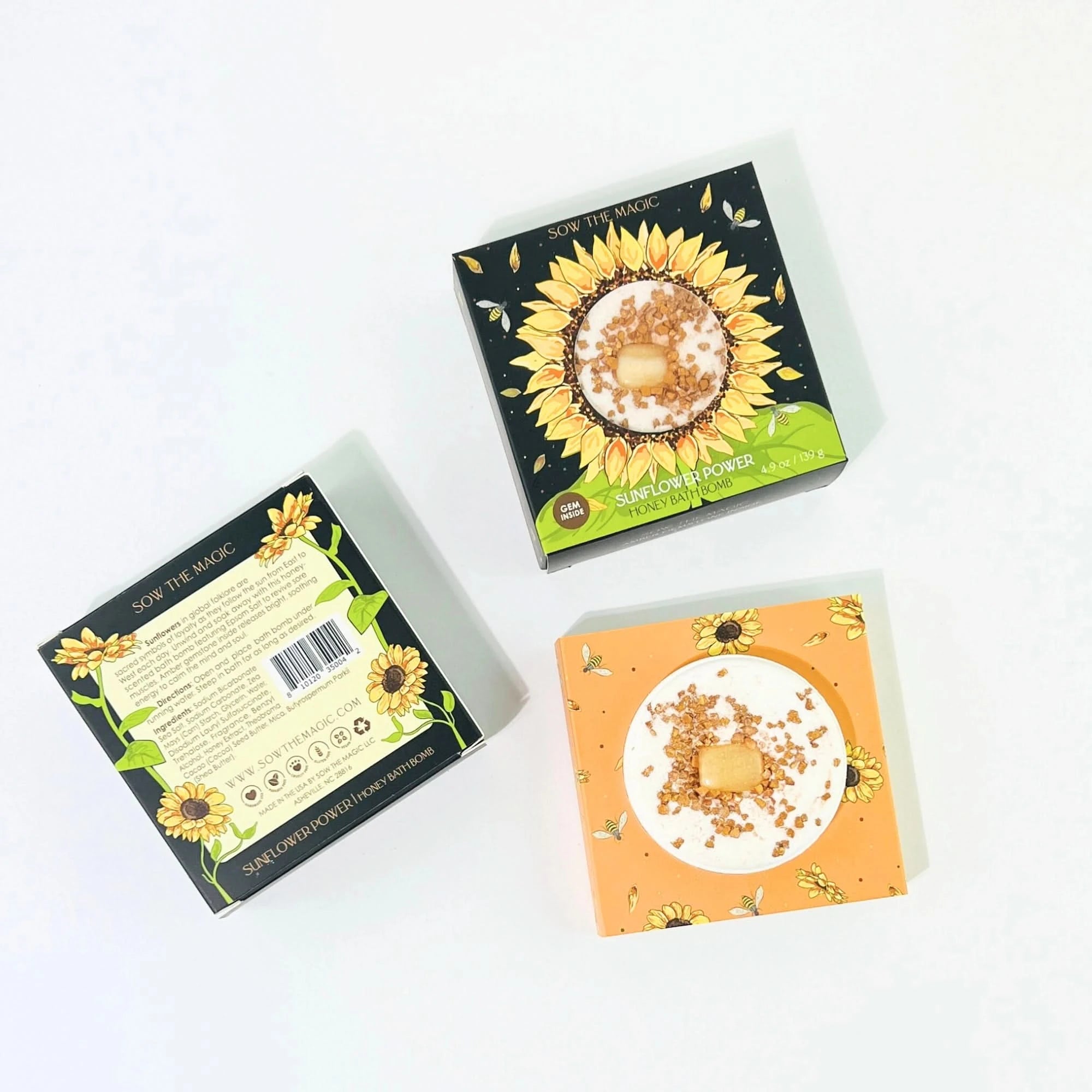 Organic Sunflower Honey Bath Bomb for Relaxation & Skin Hydration - Perfect for Spa Nights, Self-Care Gifts & Stress Relief