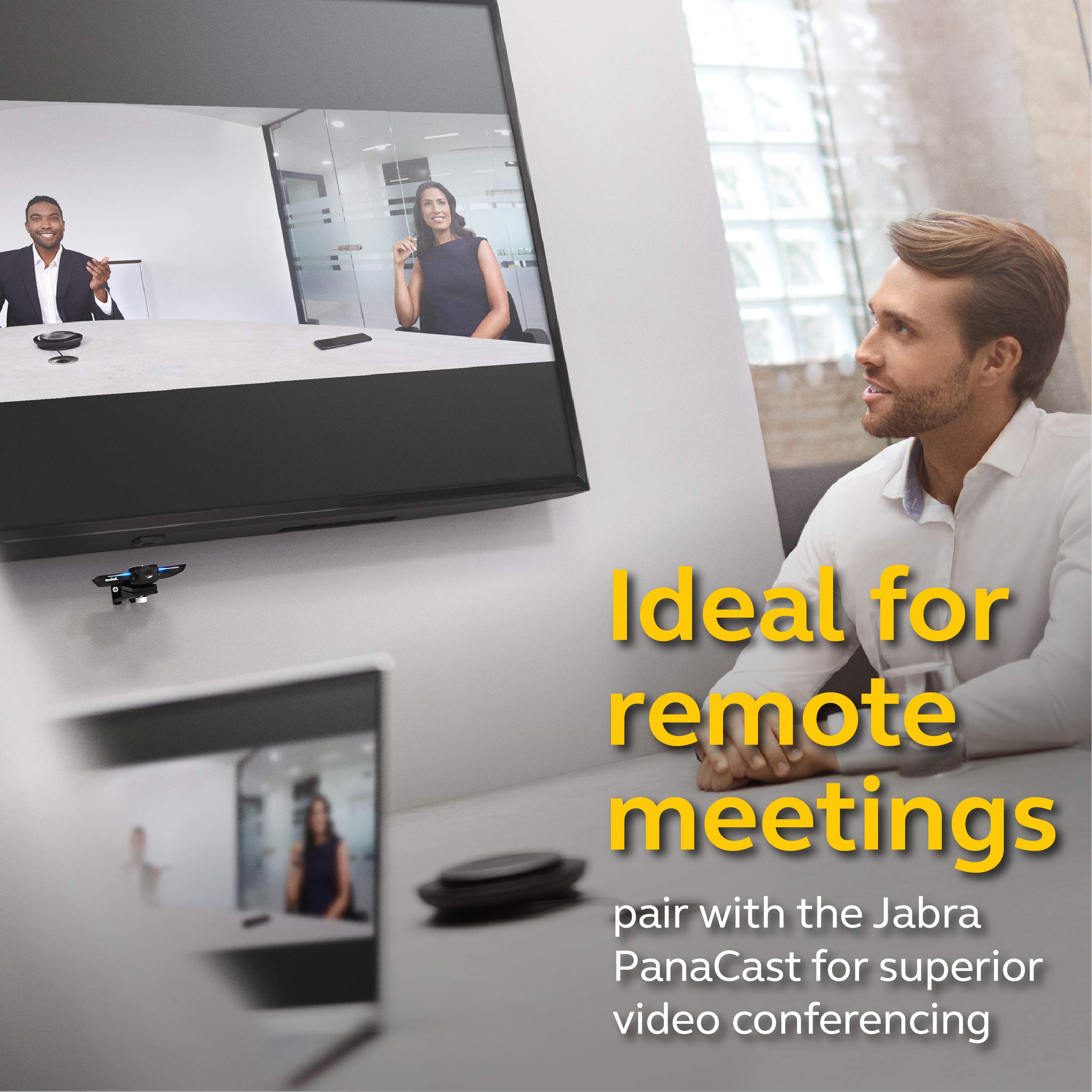 Jabra Speak 750 MS Wireless Bluetooth Speakerphone with Link 370 USB Adapter - Portable Conference Speaker for Crystal Clear Meetings Anywhere - Microsoft Teams Certified - Perfect for Home Office, Remote Work & Virtual Meetings