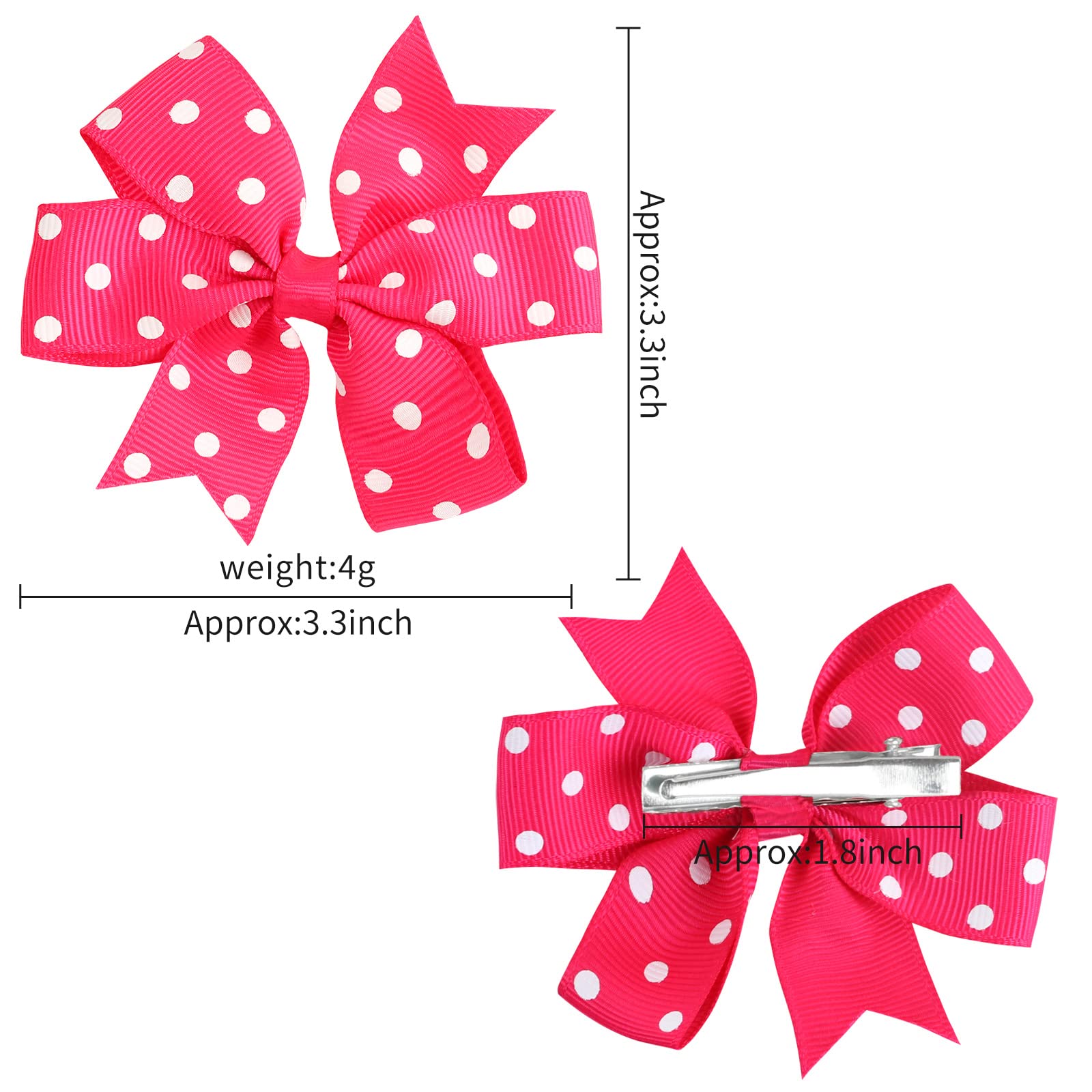Oaoleer 40PCS 3 Inch Baby Girl Hair Bows - Polka Dot Grosgrain Ribbon Hair Clips & Barrettes for Toddlers | Perfect for Back to School, Birthday Parties & Daily Hair Accessories
