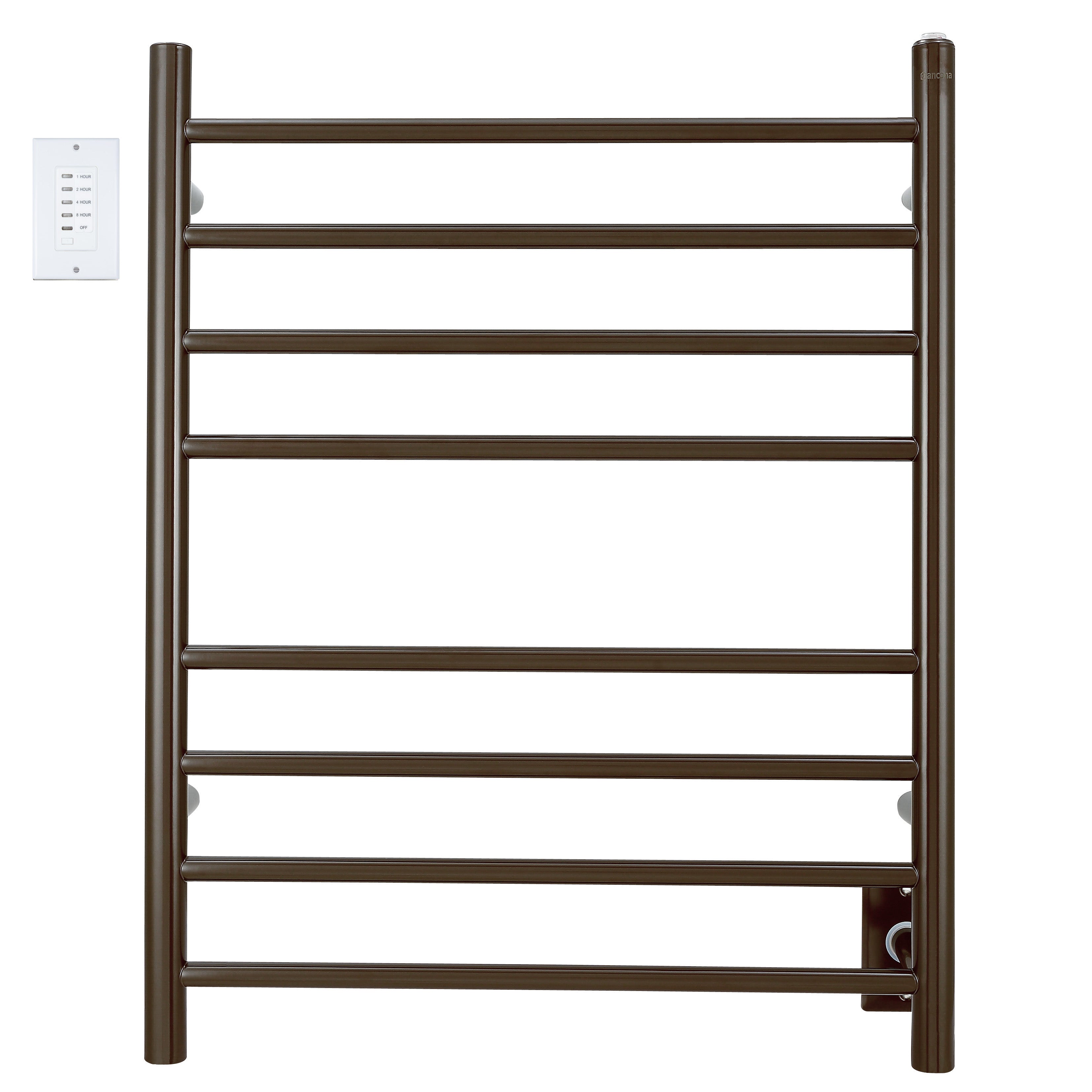 Ancona Prestige Dual 8 Bar Hardwired & Plug-in Towel Warmer - Oil Rubbed Bronze Stainless Steel with Wall Timer | Bathroom Luxury Heated Towel Rack for Spa, Hotel & Home Use