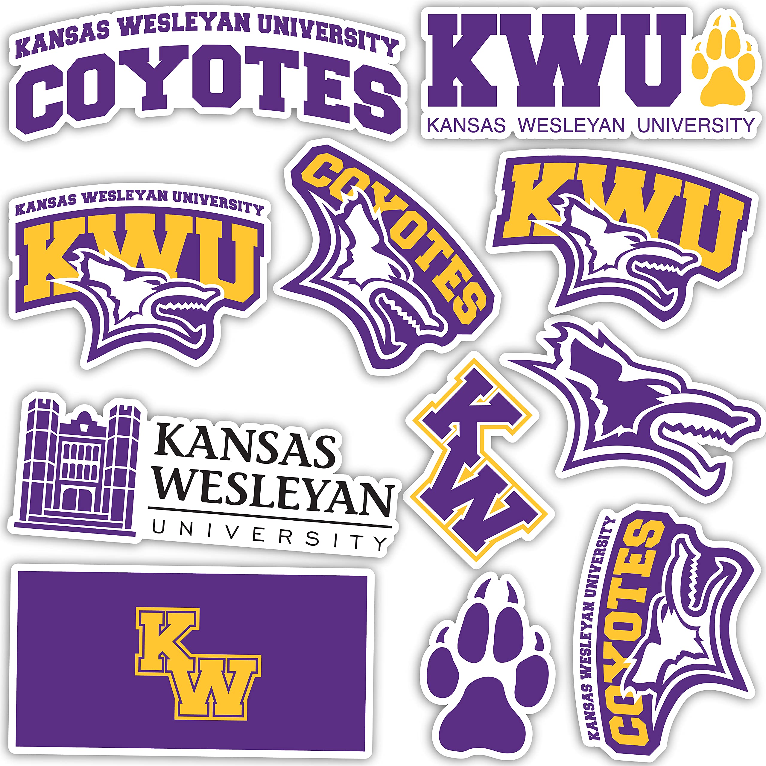 KWU Coyotes Vinyl Decals - Kansas Wesleyan University Stickers for Laptop, Water Bottle, Car & Scrapbook | Desert Cactus Design | Perfect for School Spirit, College Gifts & Fan Accessories