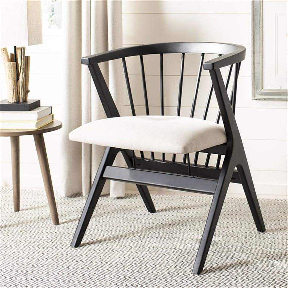 Safavieh DCH1004A-SET2 Dining Chairs Set of 2 - Black and Beige Spindle Back Design for Modern Home, Kitchen, Dining Room & Office - Comfortable & Stylish Seating Solution