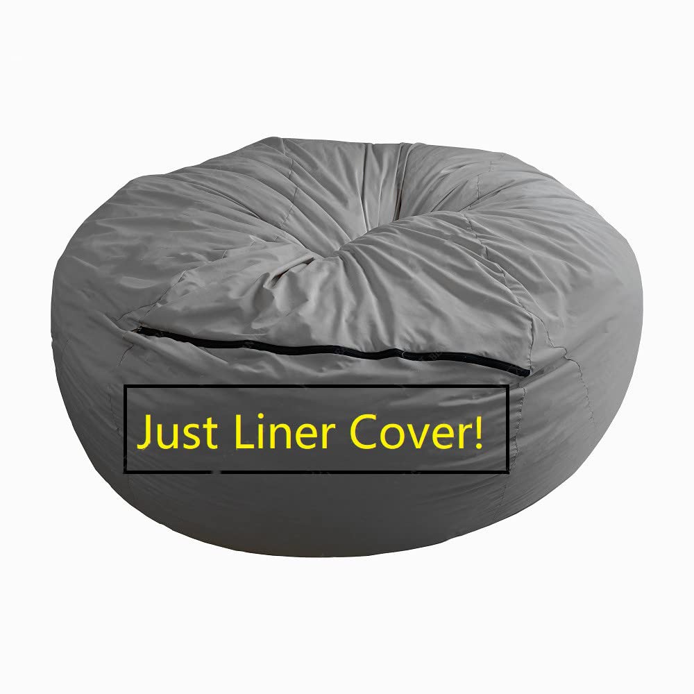 7FT Giant Bean Bag Cover - Soft Fluffy Fur Storage Chair Liner (No Filler Included) - Perfect for Living Room, Bedroom & Game Room - Grey