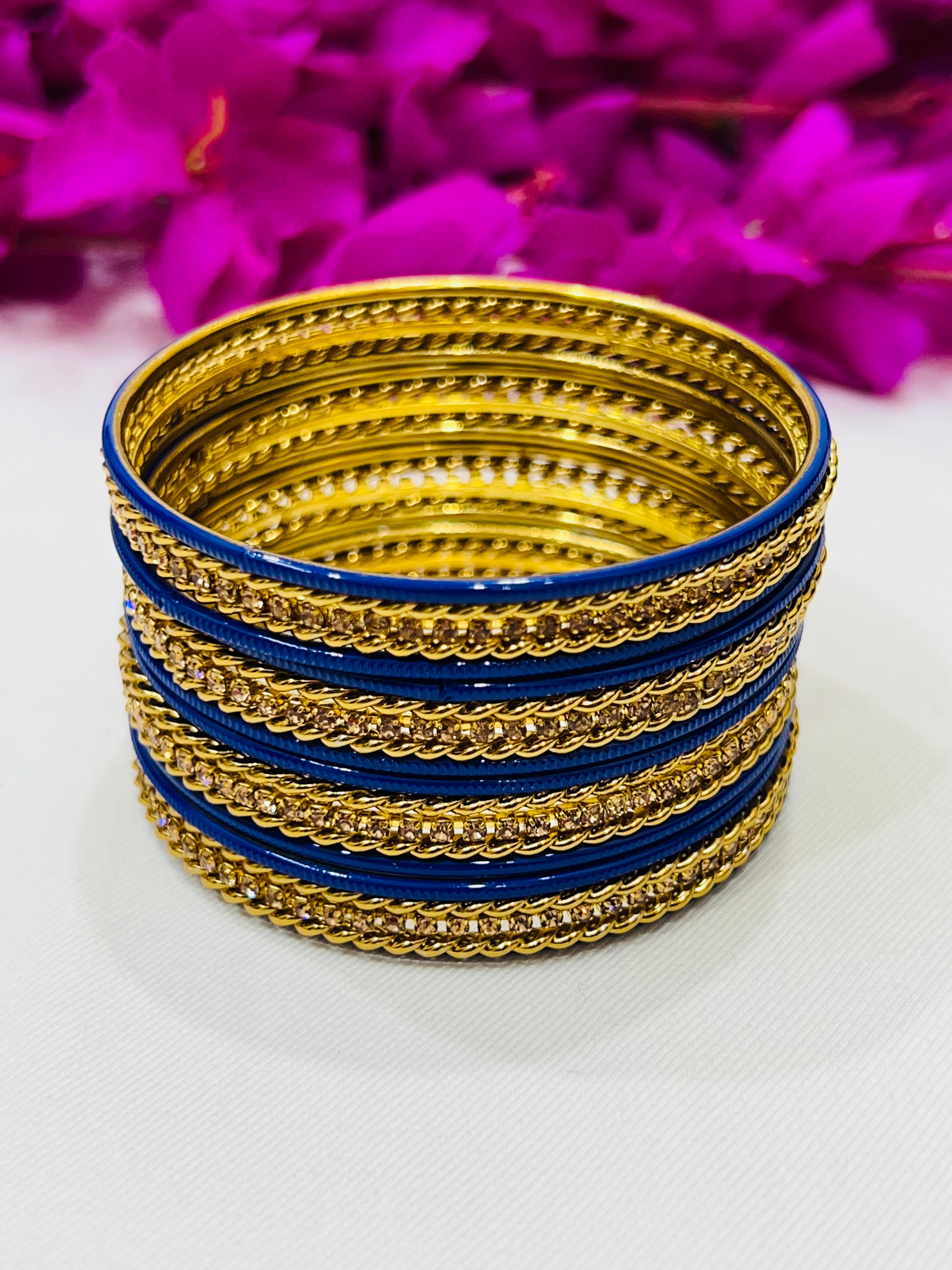 Enchanting Blue Smooth Finish Metal Bangles for Women - Elegant Jewelry for Parties, Weddings & Everyday Wear