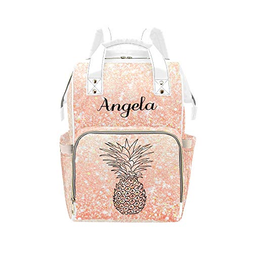 Custom Black Pineapple Diaper Backpack - Personalized Name Embroidery Baby Bag for Moms, Nursing & Travel Essentials, Stylish Diaper Daypack for Women - Perfect Gift for New Moms, Baby Showers & Everyday Use