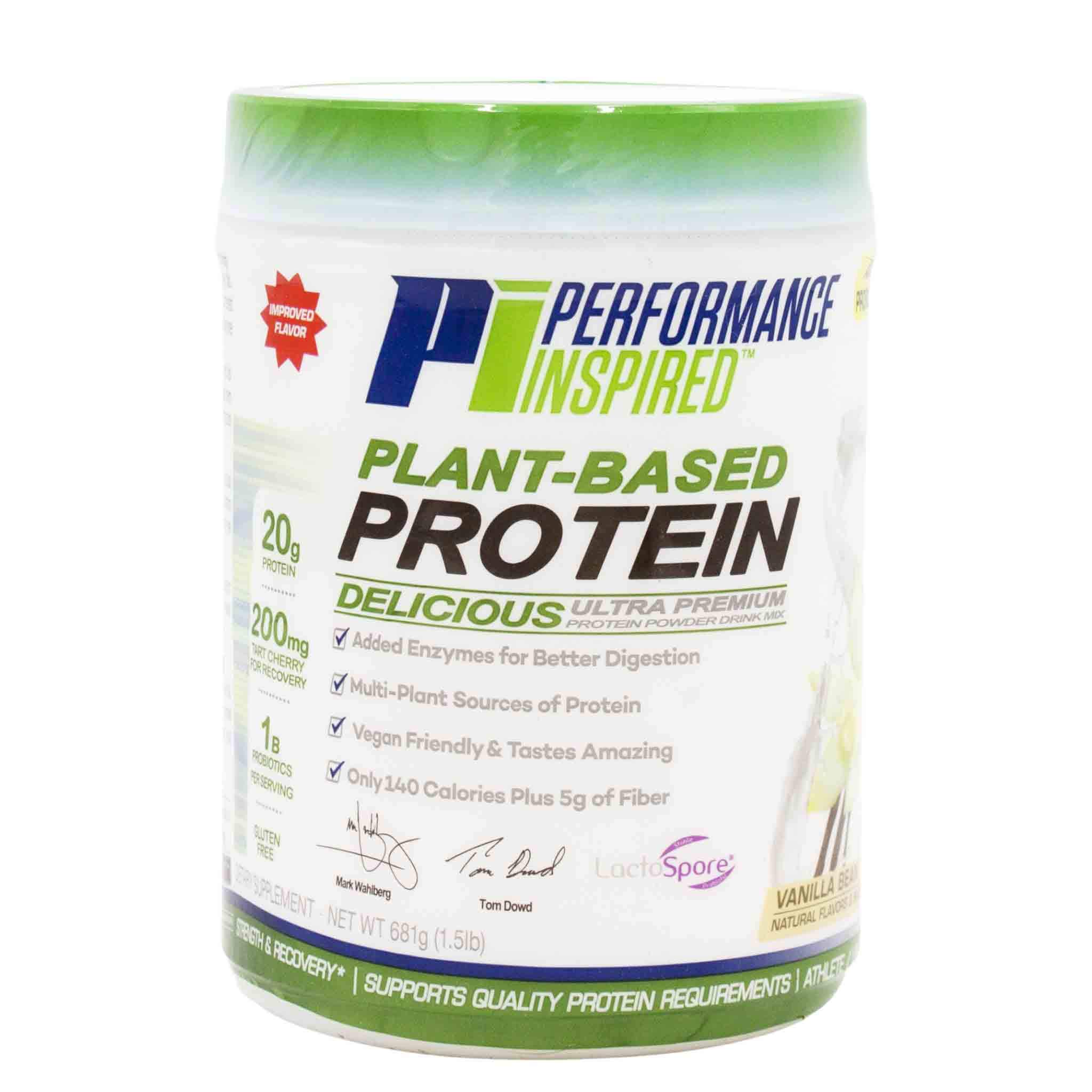 Performance Inspired Nutrition Plant-Based Protein Powder - All Natural Vanilla Bean Flavor, 20G Protein, 1B Probiotics & Digestive Enzymes - Gluten Free Vegan Protein Supplement for Muscle Recovery & Weight Management (1.5lb) - Perfect for Post-Workout Shakes & Healthy Smoothies