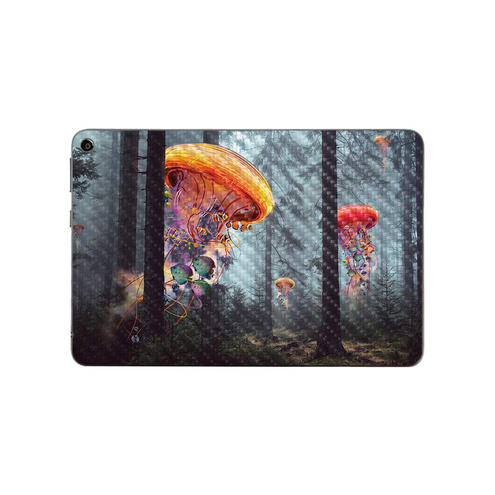 MightySkins Carbon Fiber Skin for Amazon Fire HD 8 (2020) - Electric Jellyfish Design | Protective & Durable Textured Cover | Easy to Apply | Made in USA | Perfect for Home, Office & Travel Protection