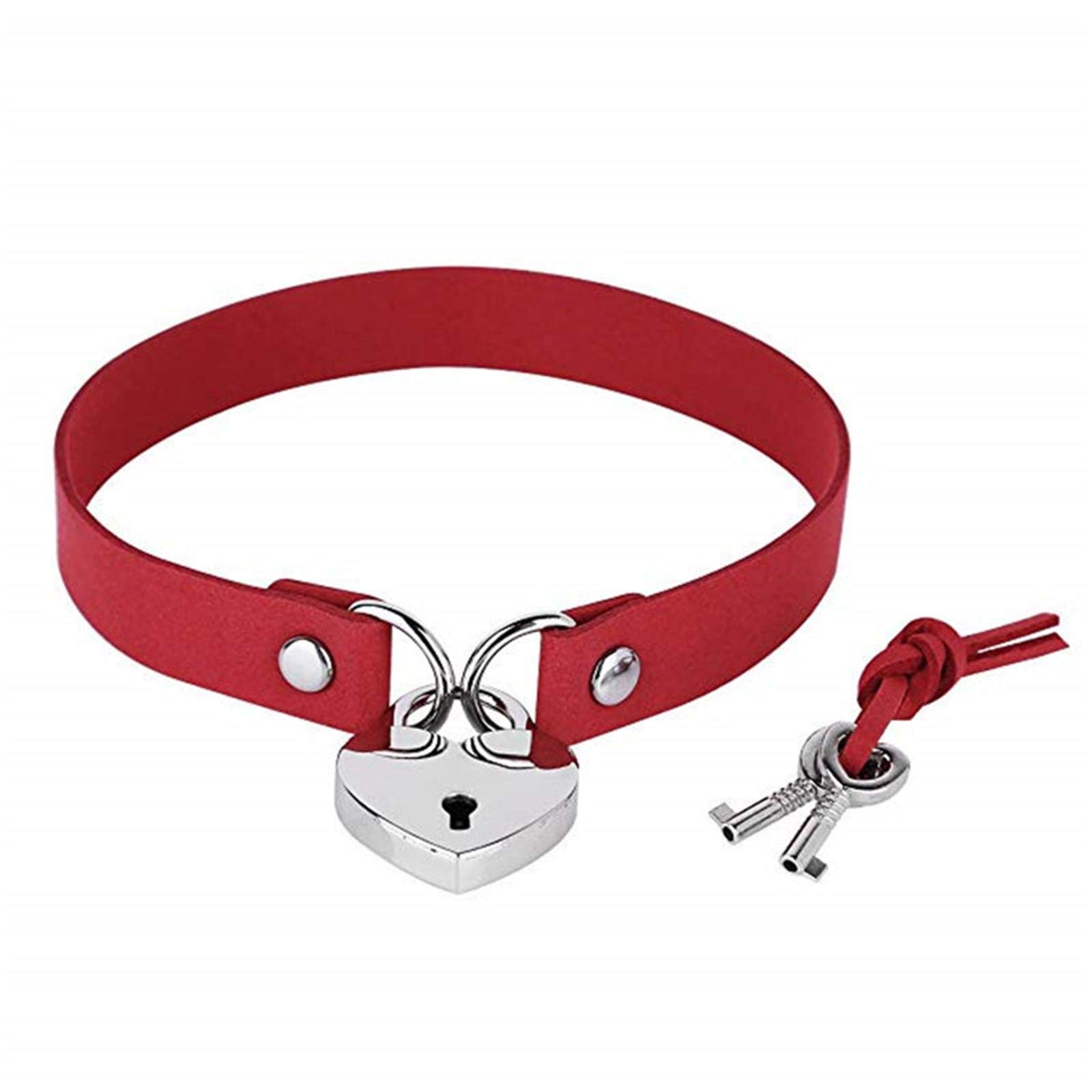 Stylish Gothic Padlock Choker Necklace with Heart Charm - Punk Leather Collar with Openable Lock & Key - Perfect for Lolita, Goth Fashion & Valentine's Couple Gifts - Great for Parties, Cosplay & Alternative Jewelry Lovers