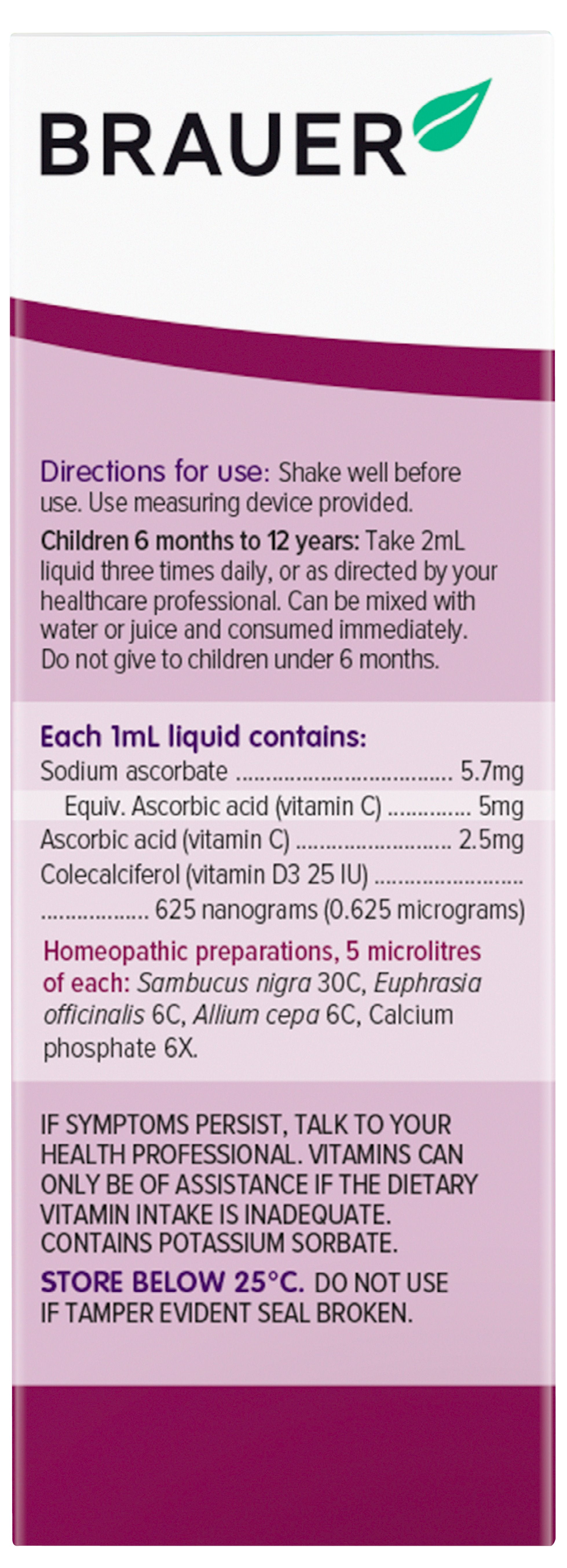 Brauer Sambucus Black Elderberry Immune Support for Infants & Kids - Natural Cold & Flu Relief for Daycare & School Season