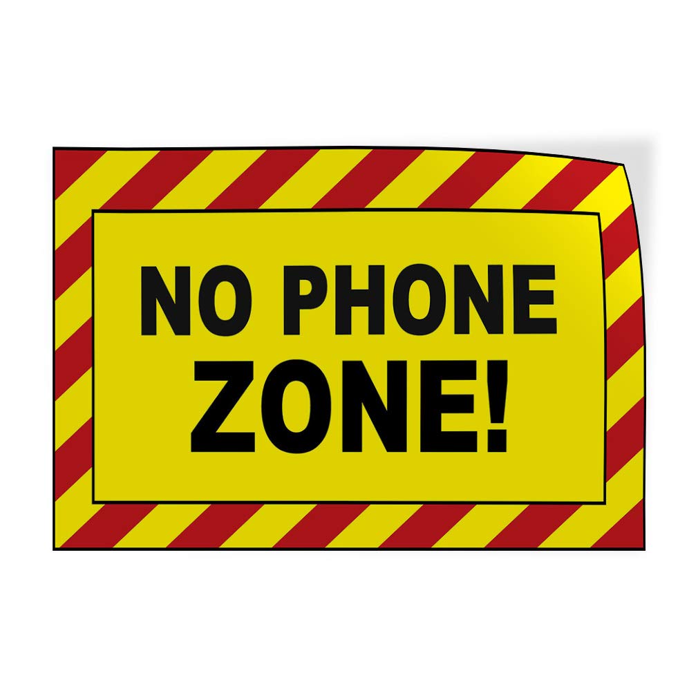 No Phone Zone Decal Stickers - 14x10in, Set of 2 for Home & Office